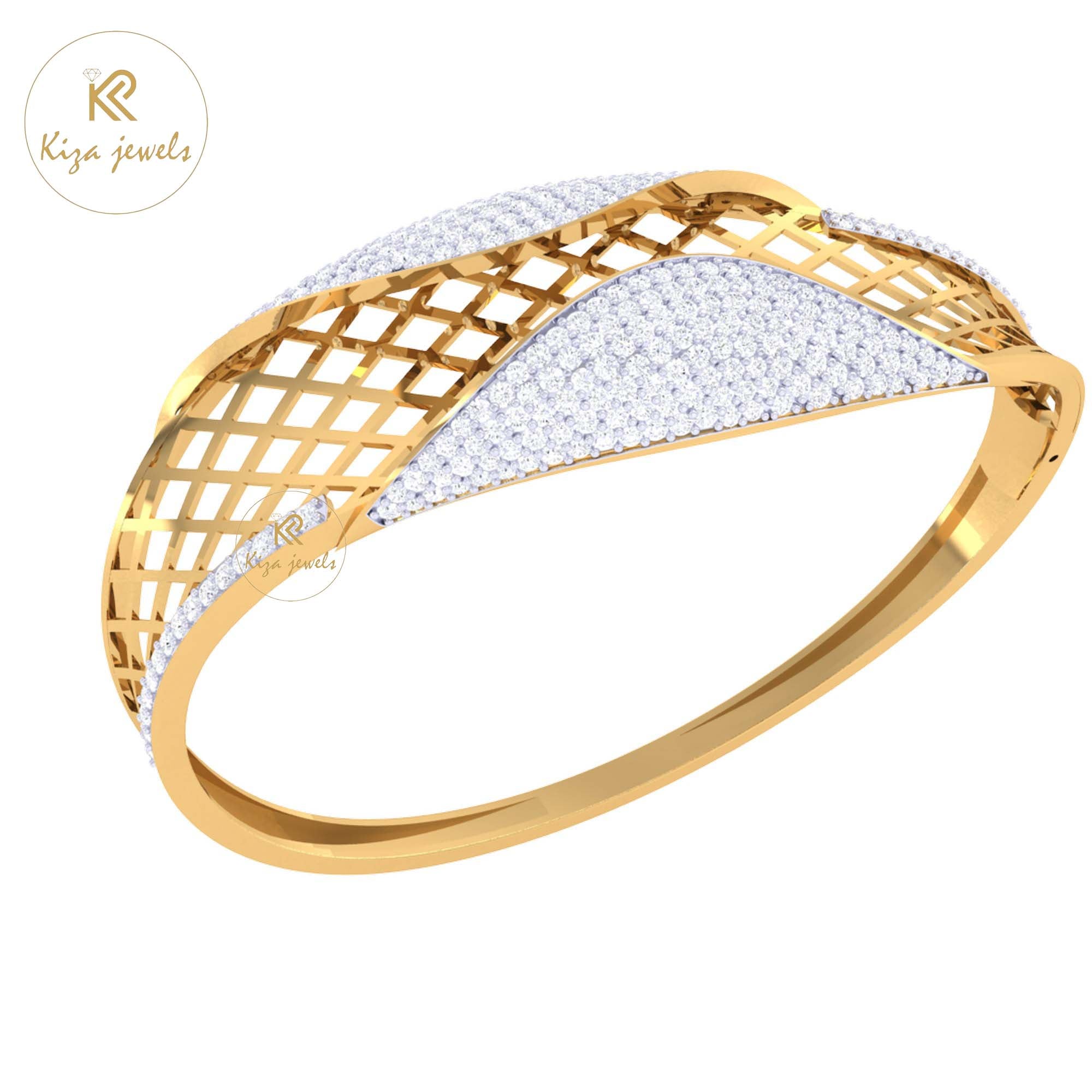 2.95 TDW Round Cut Diamond Women's Bangle Bracelet