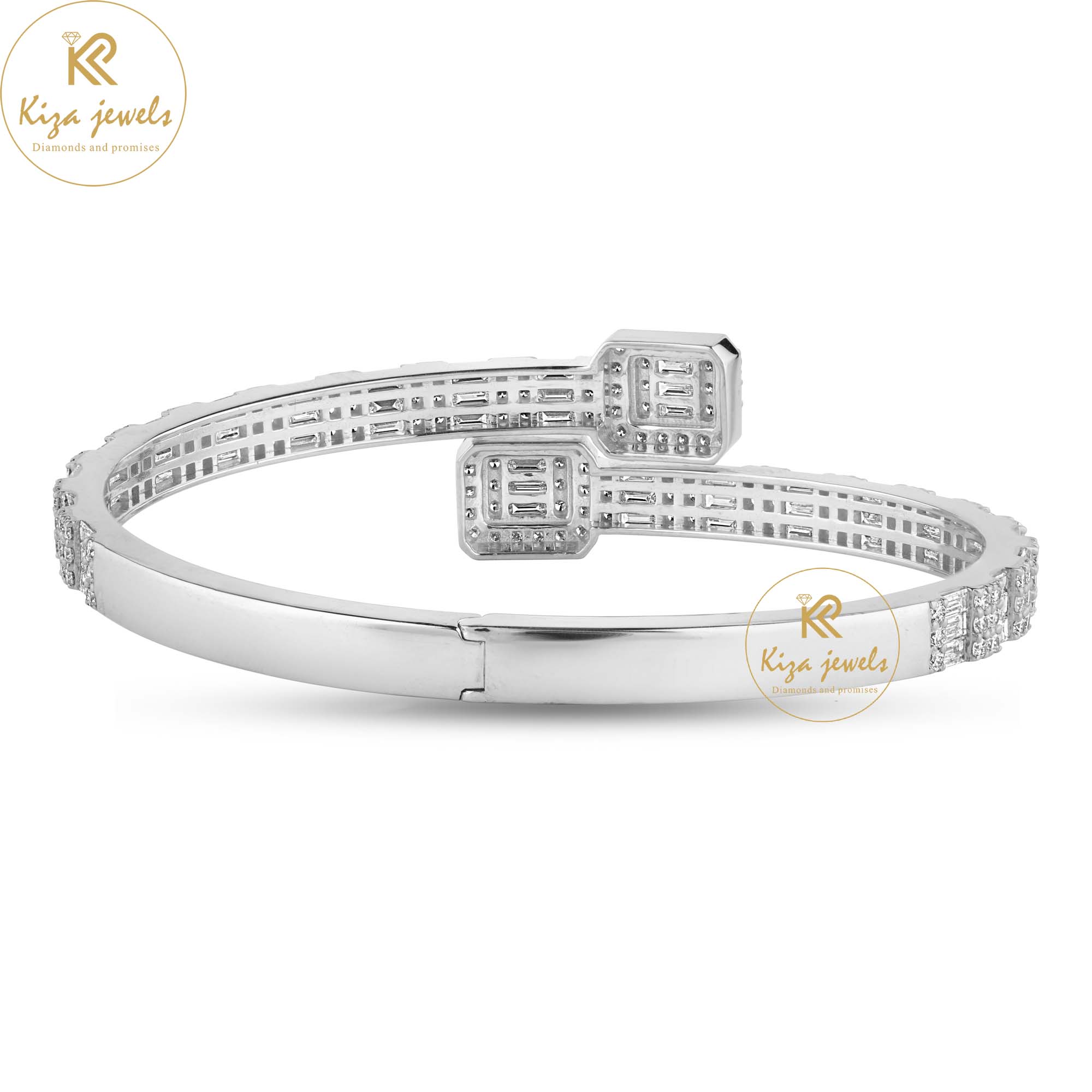 4.75  TDW Baguette & Round Cut Diamond Bangle Bracelet