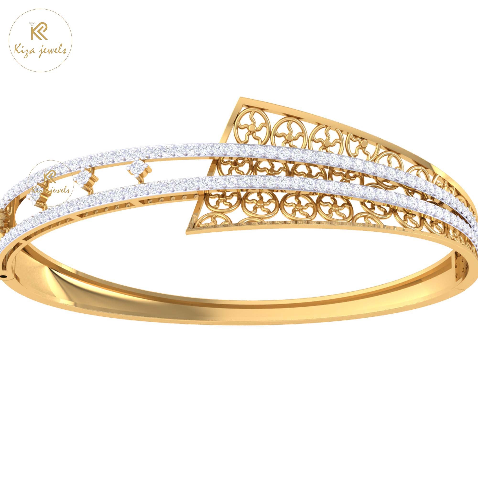 1.68 TDW Round Cut Diamond Bangle Bracelet