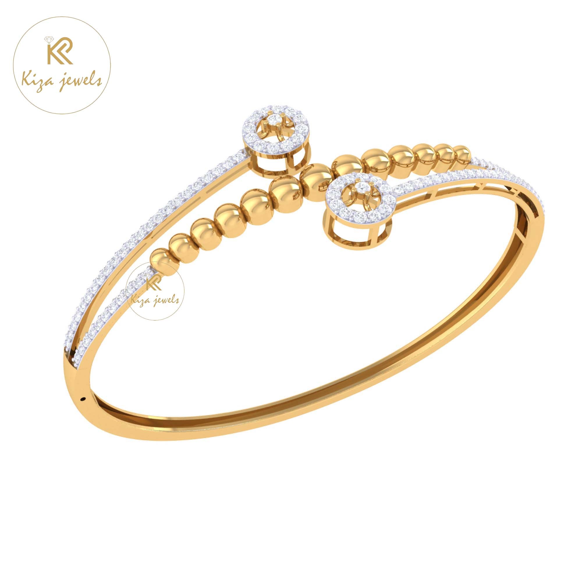 1.21 TDW Round Cut Diamond Bangle Bracelet