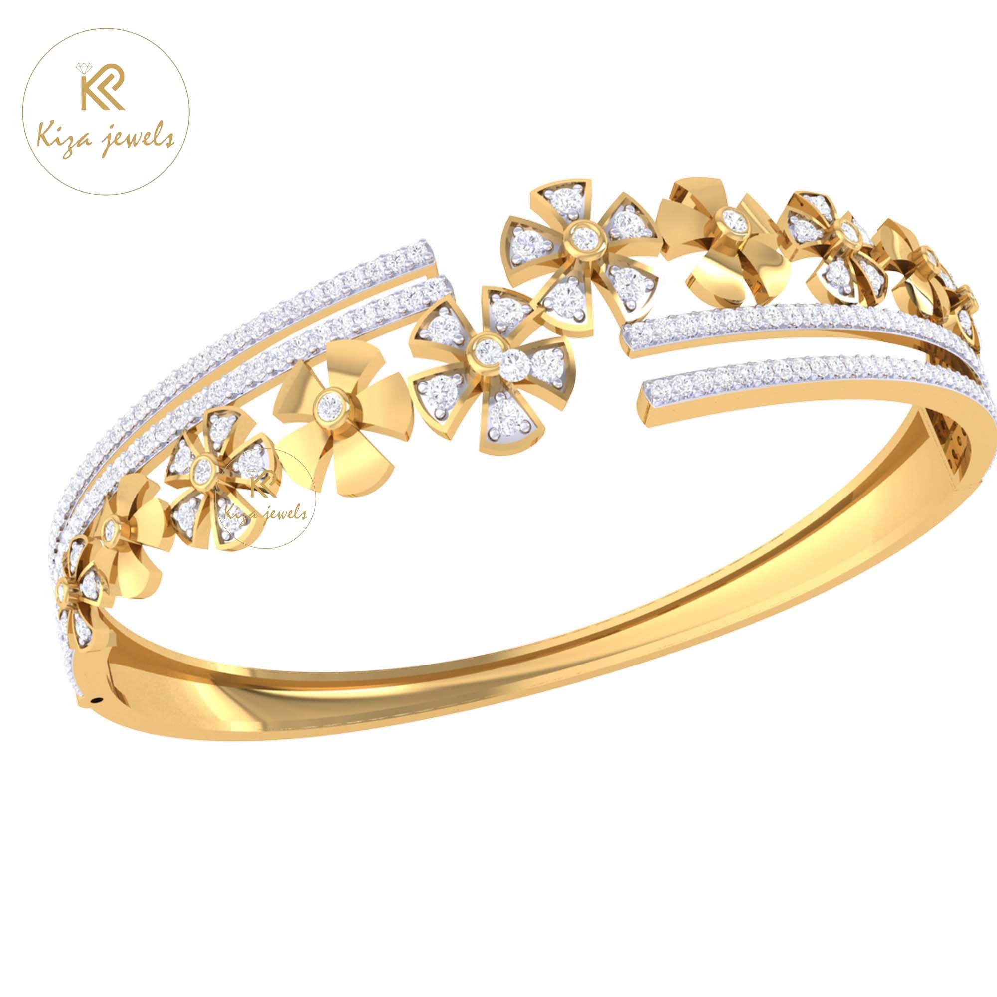 1.62 TDW Round Cut Diamond Bangle Bracelet