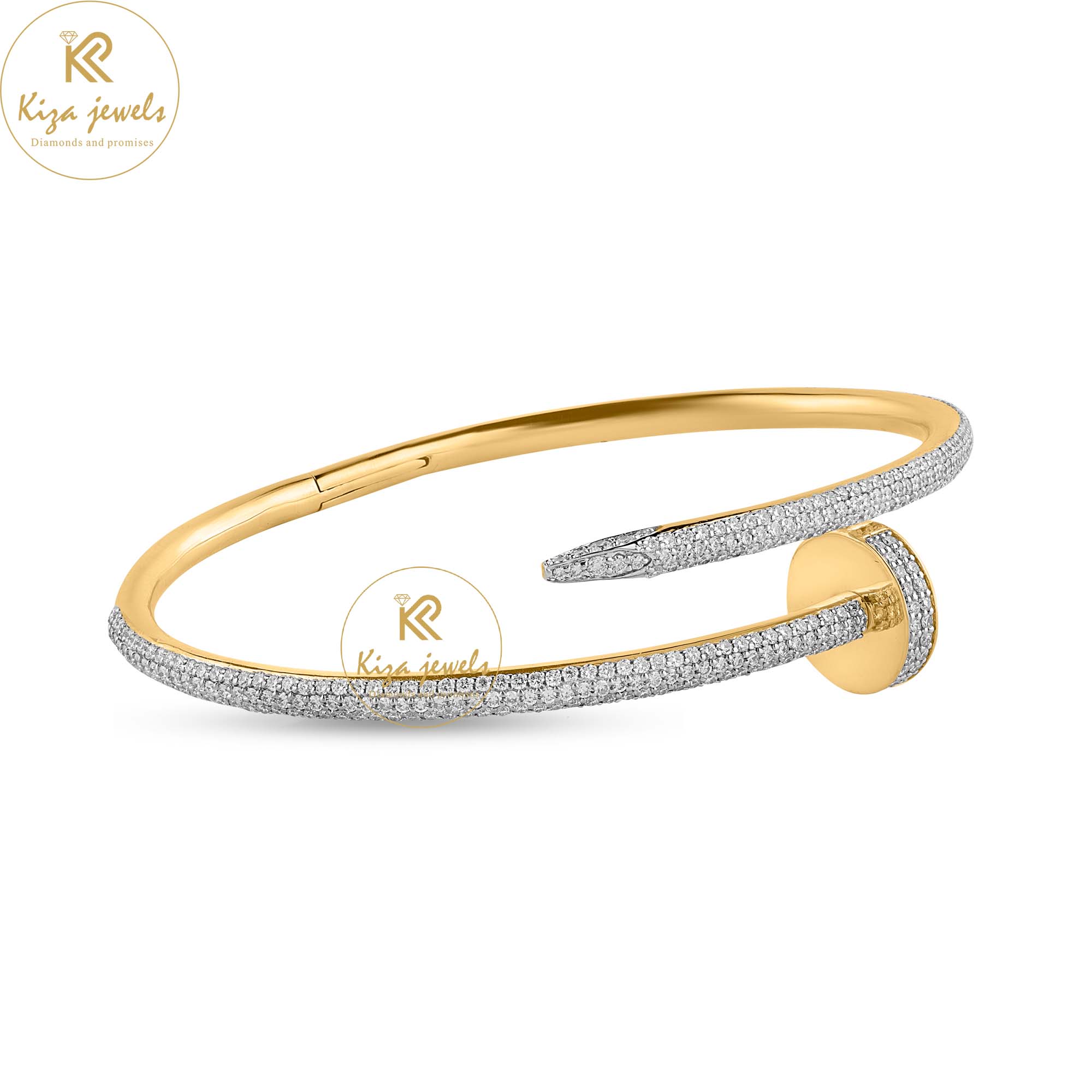 2.837 TDW Round Cut Diamond Bangle Bracelet