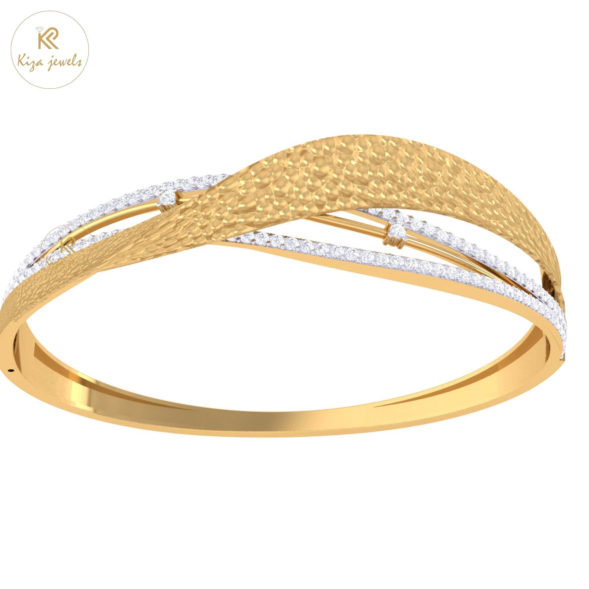 1.44 TDW Round Cut Diamond Bangle Bracelet