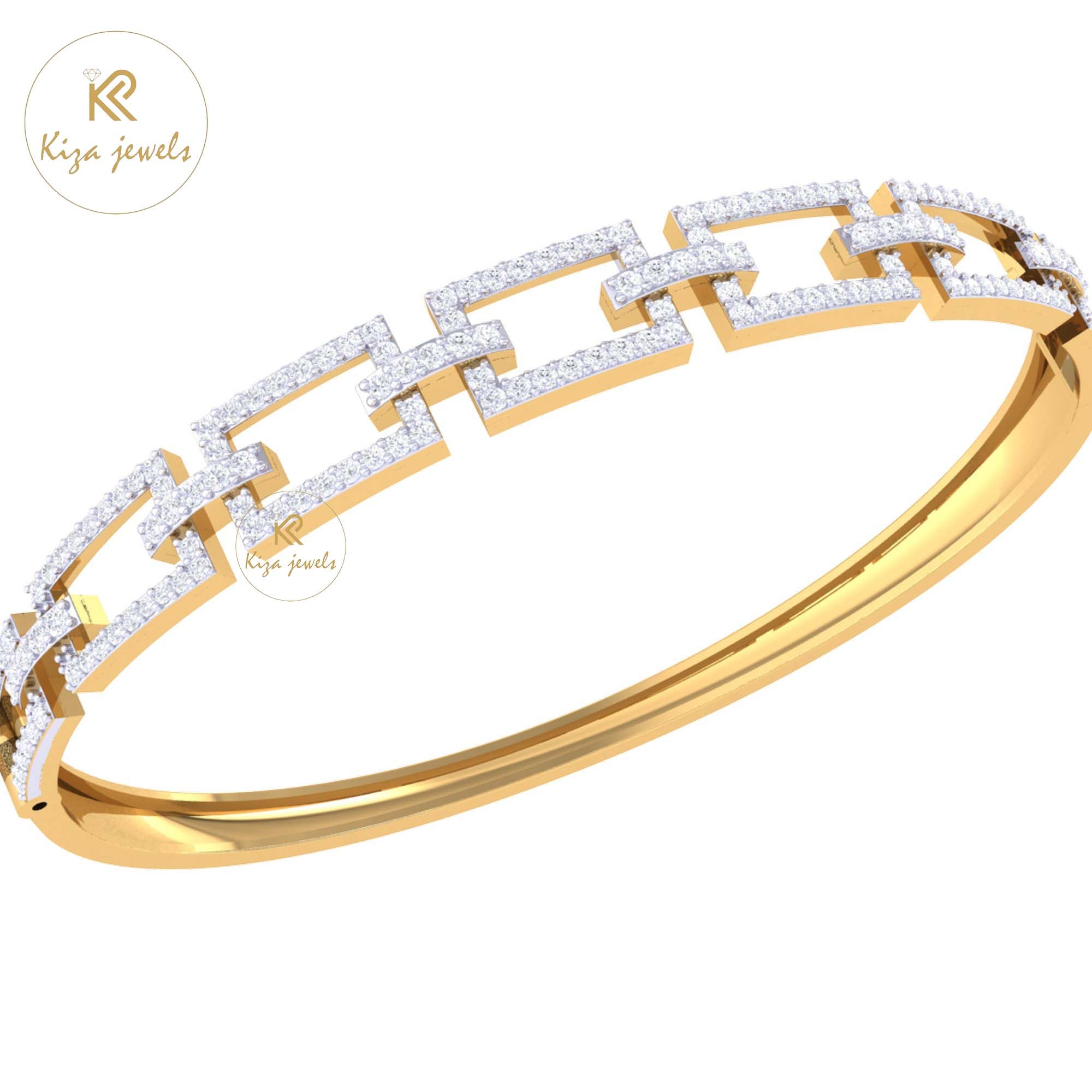 1.41 TDW Round Cut Diamond Bangle Bracelet