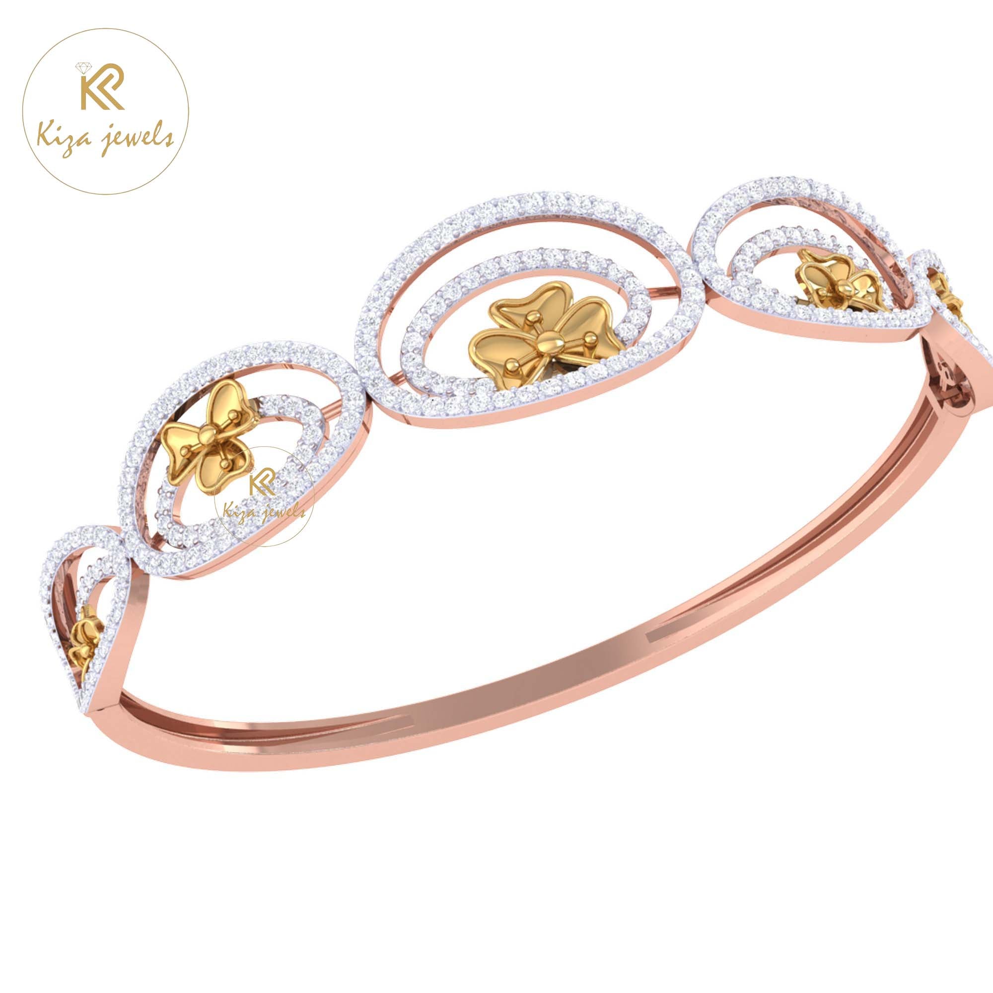 2.05 TDW Round Cut Diamond Bangle Bracelet