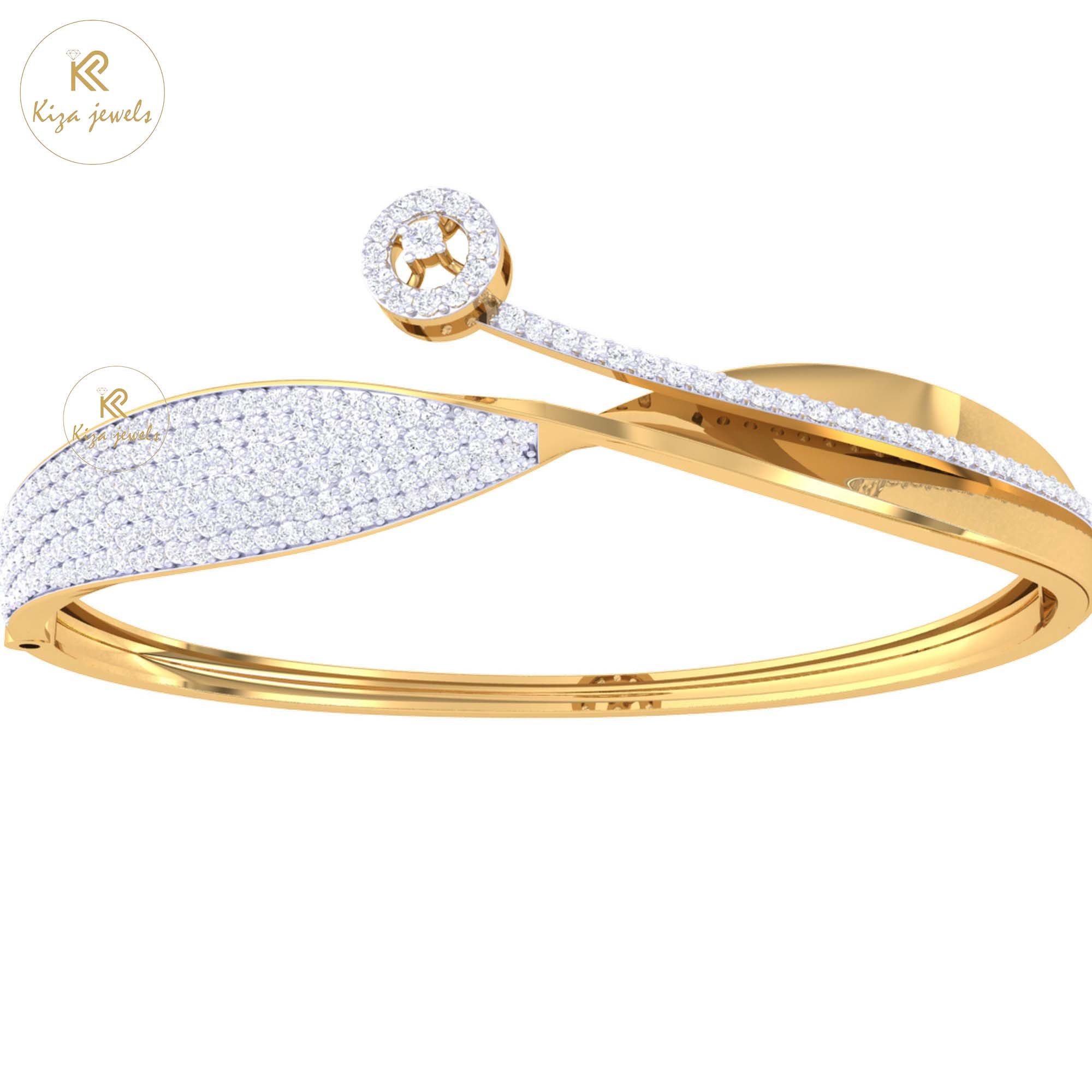 1.11 TDW Round Cut Diamond Bangle Bracelet