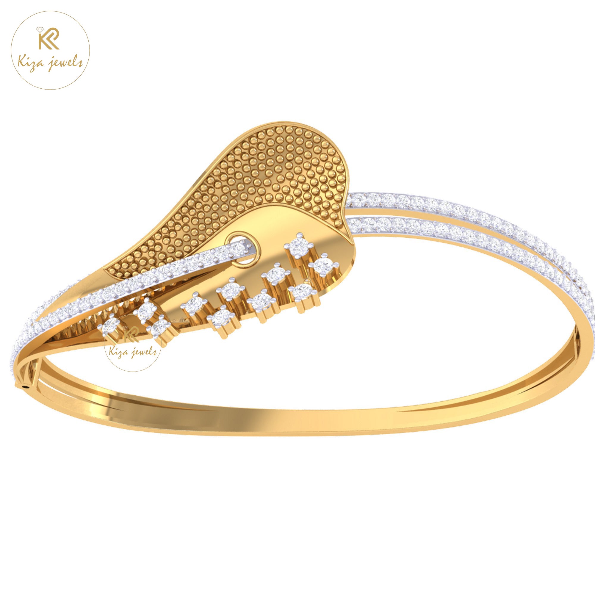 1.58 TDW Round Cut Diamond Women's Bangle Bracelet