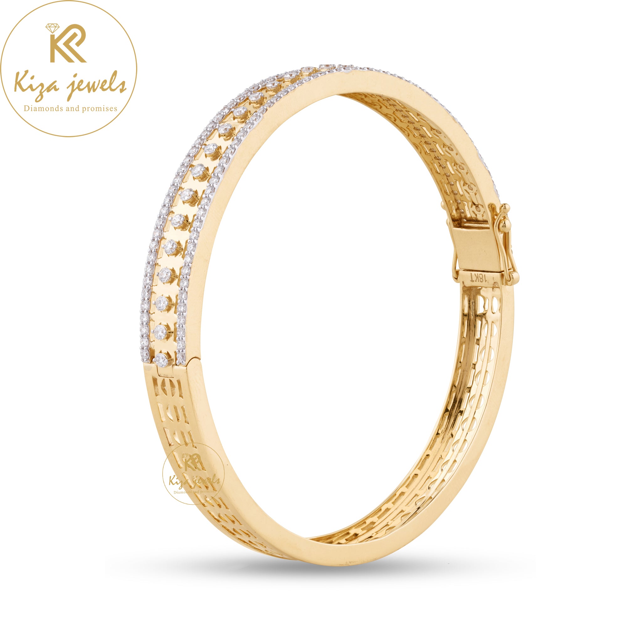 3.04 TDW Round Cut Diamond Bangle Bracelet