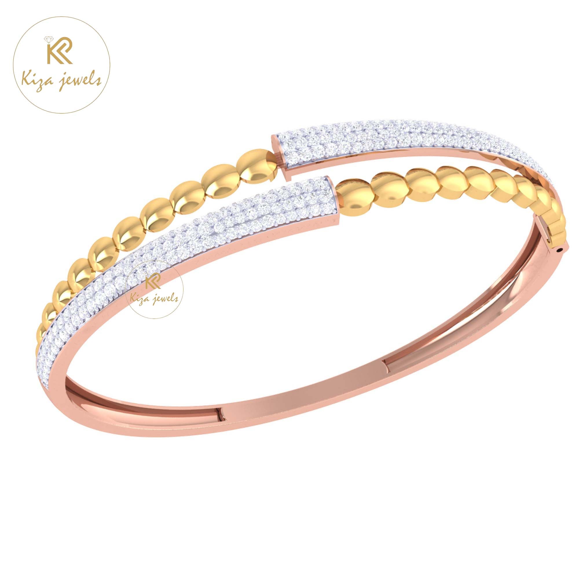 1.17 TDW Round Cut Diamond Bangle Bracelet