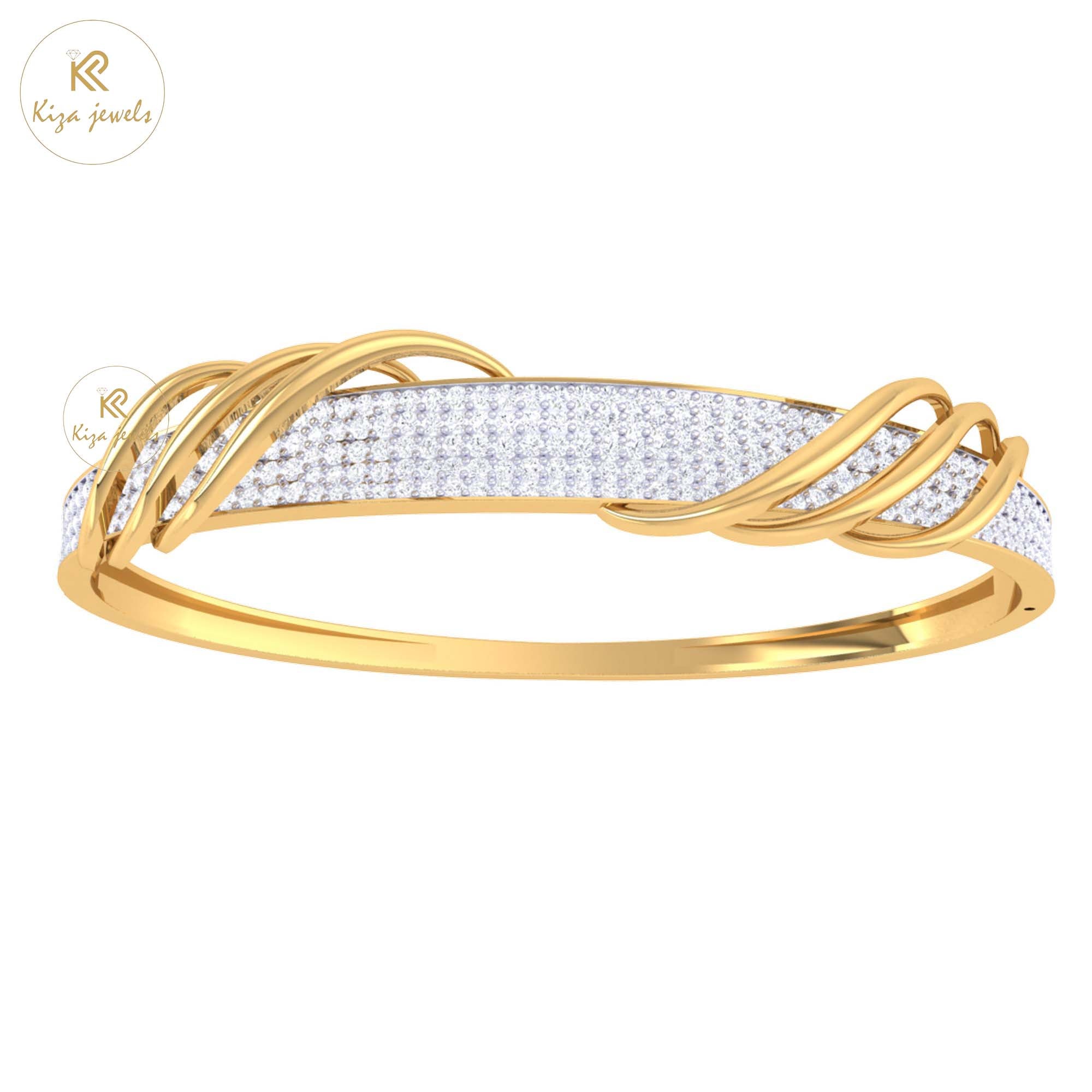 2.158 TDW Round Cut Women's Diamond Bangle Bracelet