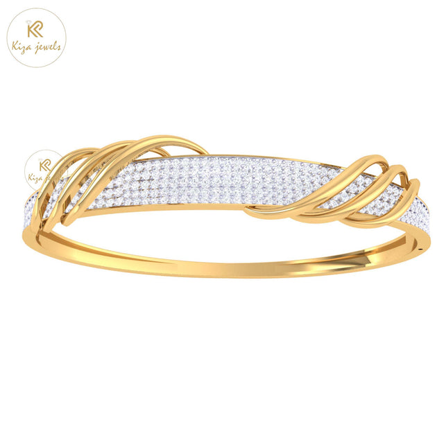 2.158 TDW Round Cut Women's Diamond Bangle Bracelet