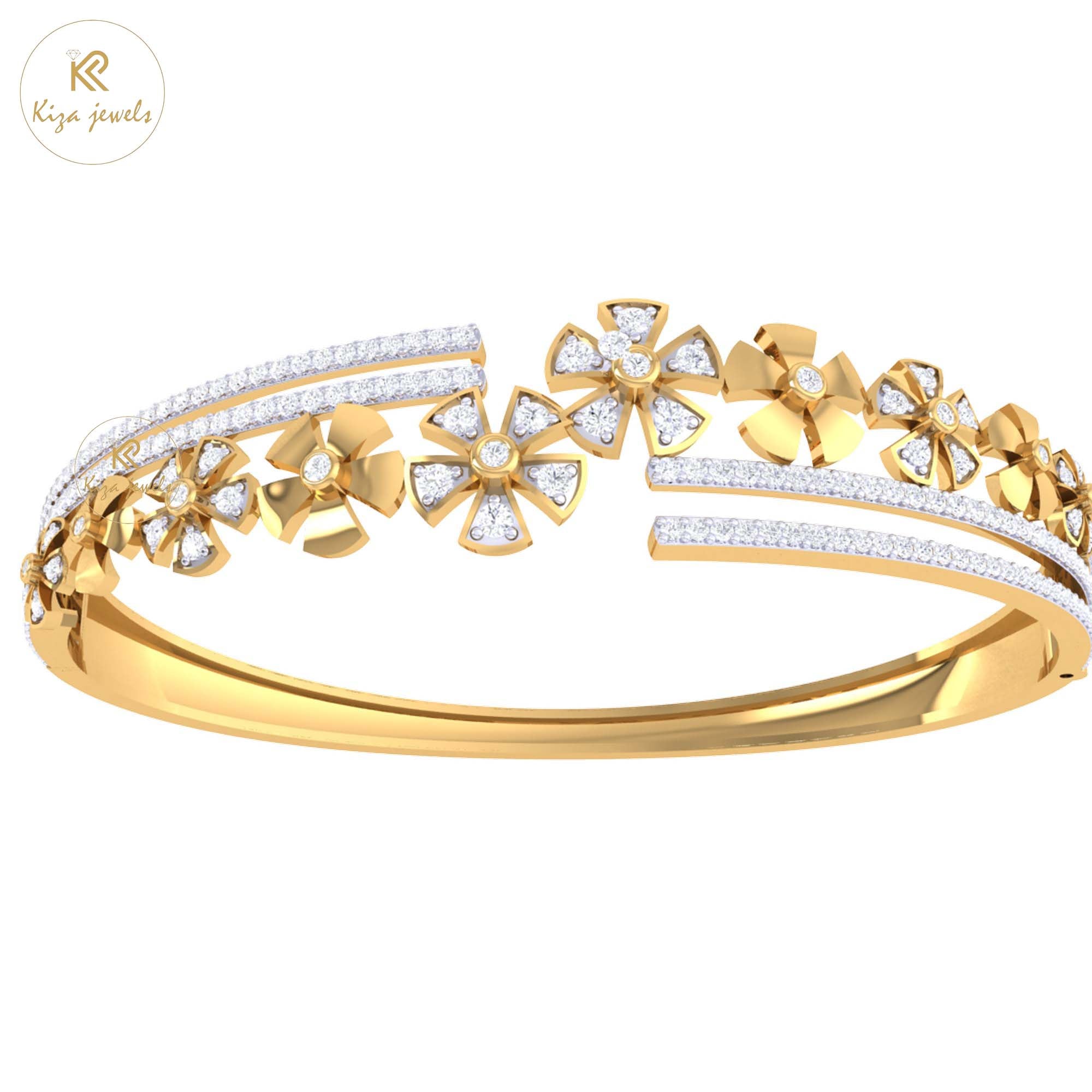 1.62 TDW Round Cut Diamond Bangle Bracelet