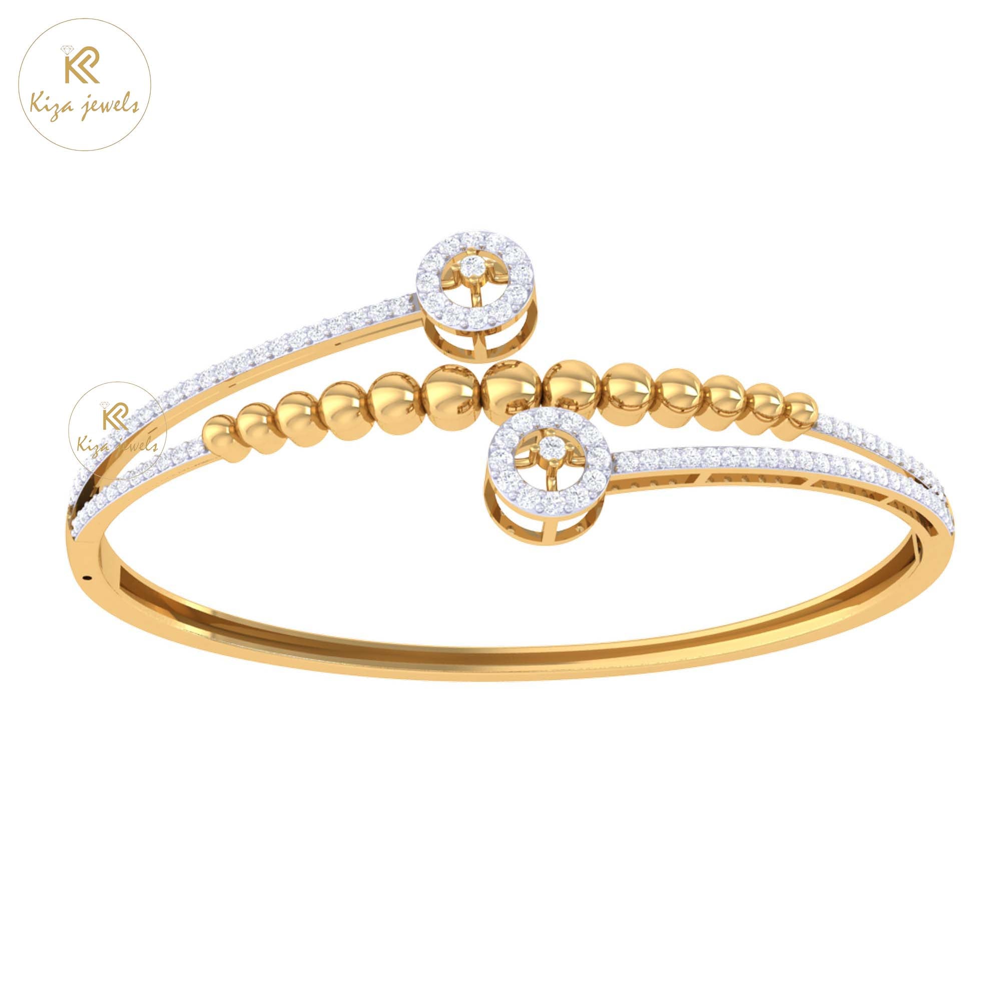 1.21 TDW Round Cut Diamond Bangle Bracelet