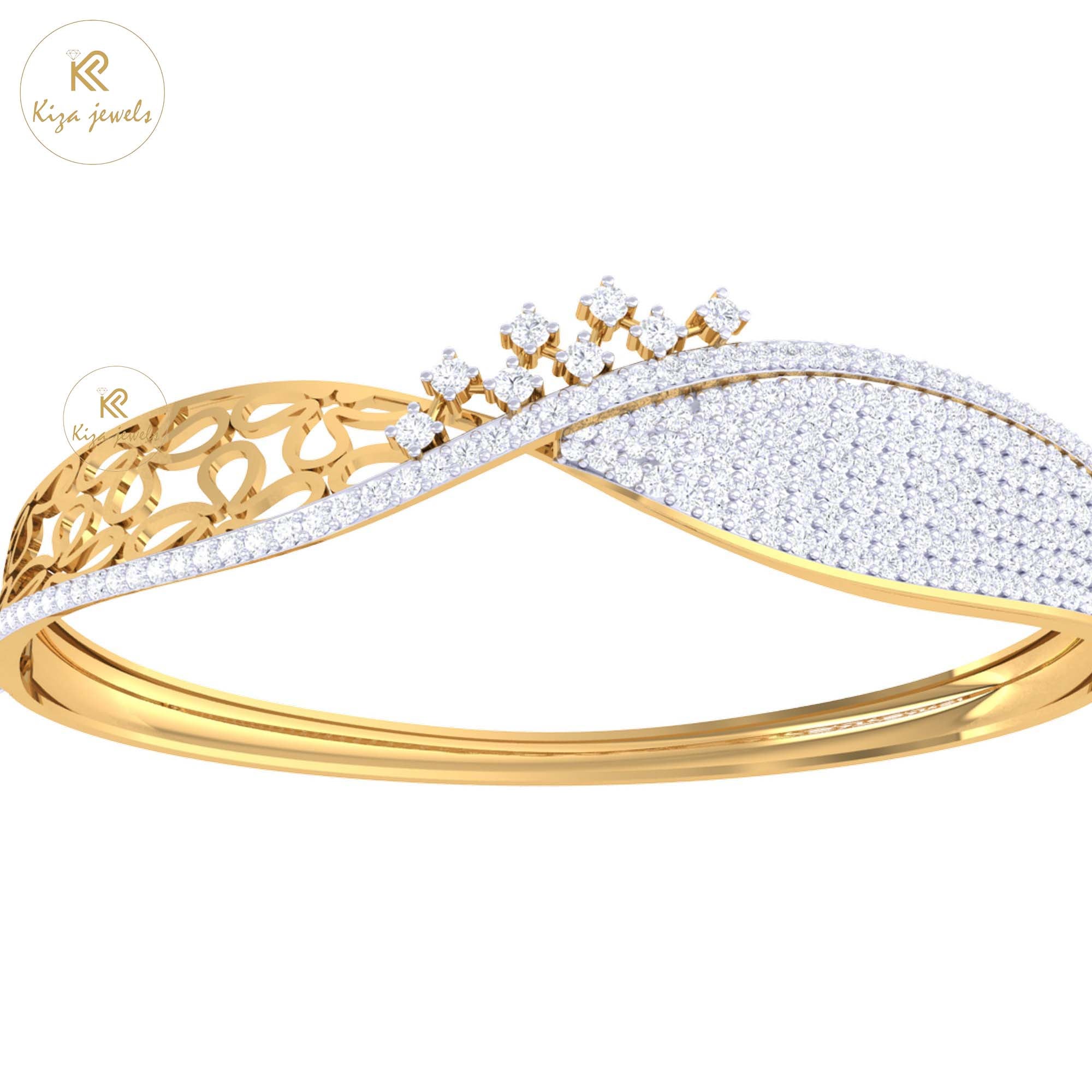 2.49 TDW Round Cut Diamond Women's Bangle Bracelet