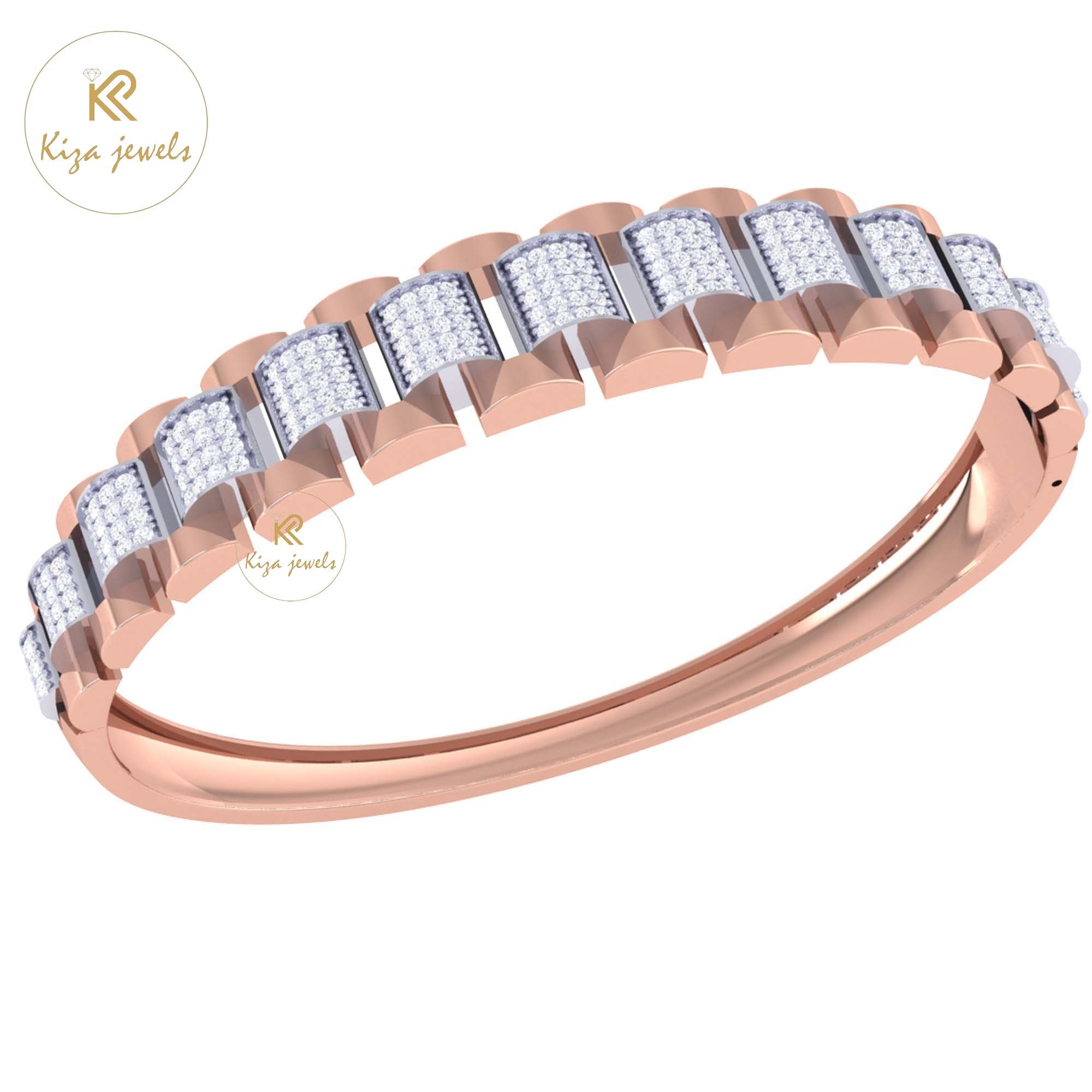 1.54 TDW Round Cut Diamond Women's Bangle Bracelet