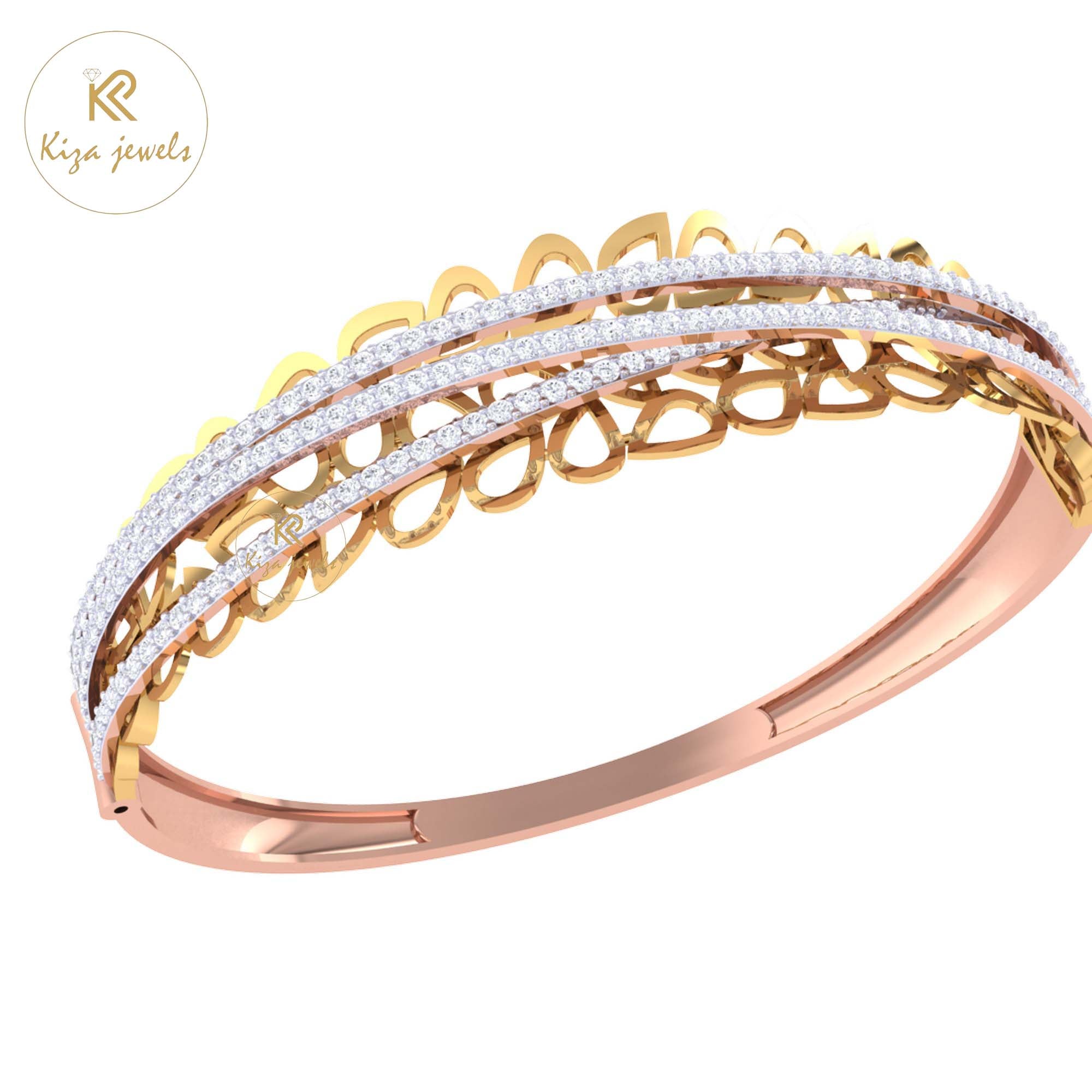 2.15 TDW Round Cut Diamond Women's Bangle Bracelet