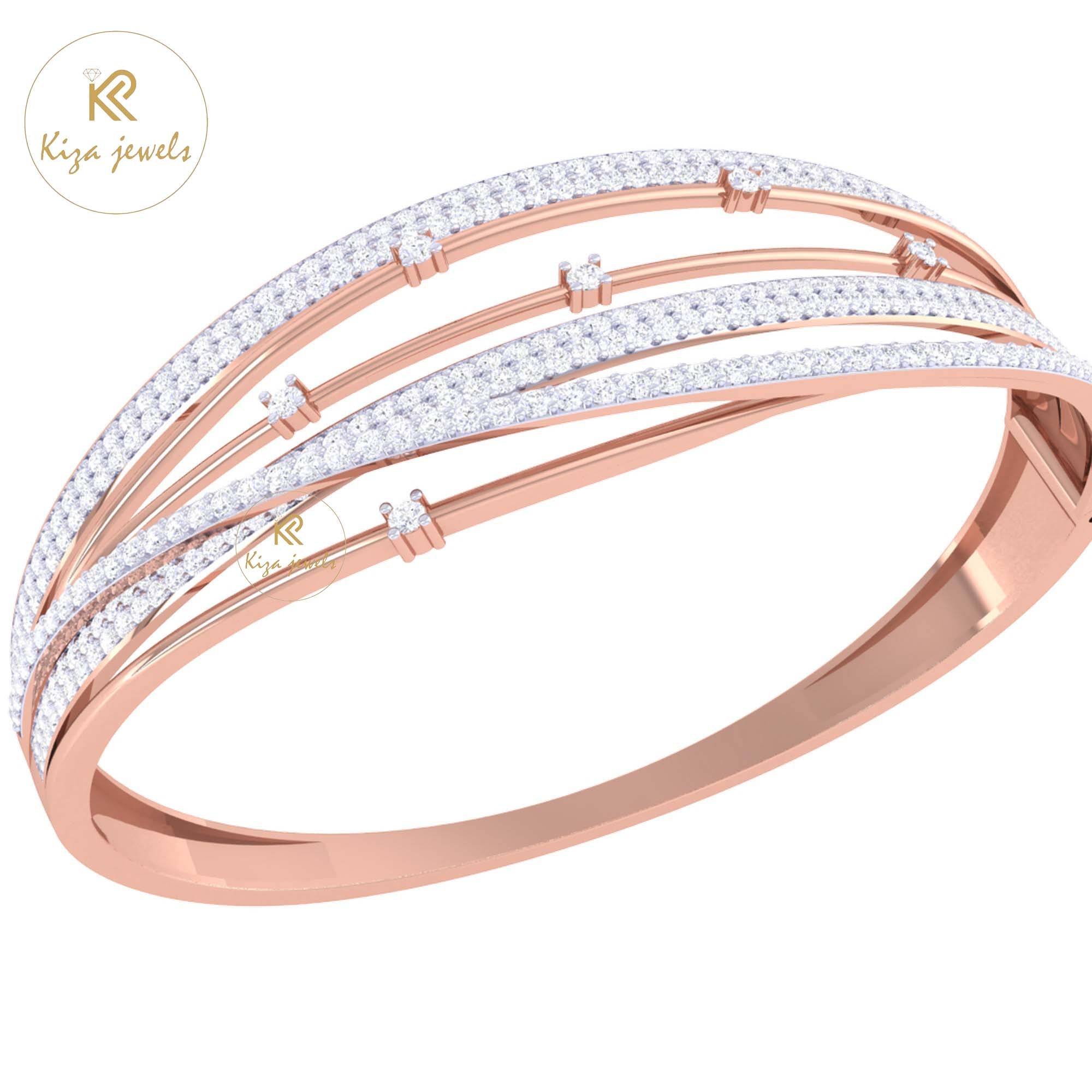 3.01 TDW Round Cut Diamond Bangle Bracelet