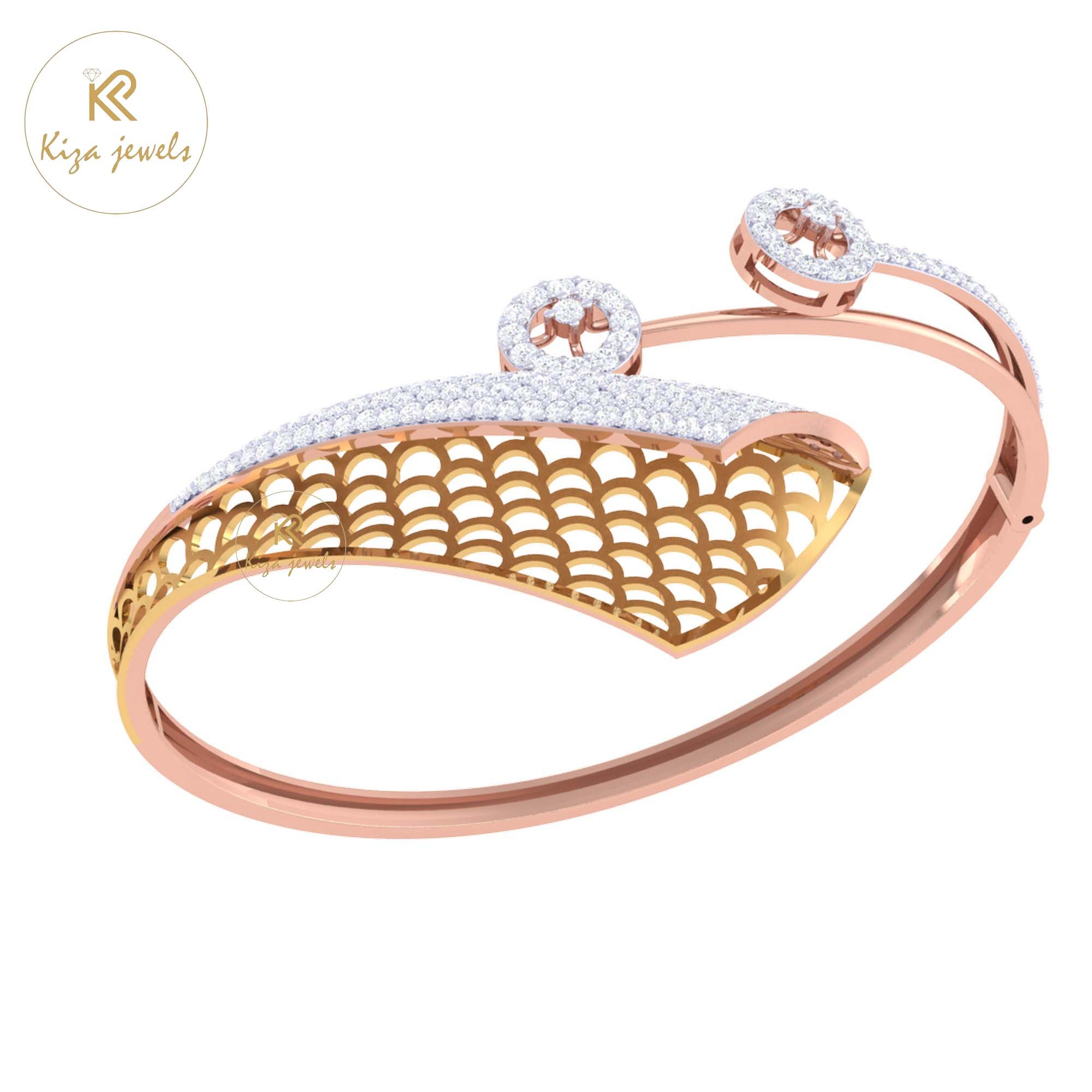 1.83 TDW Round Cut Diamond Bangle Bracelet