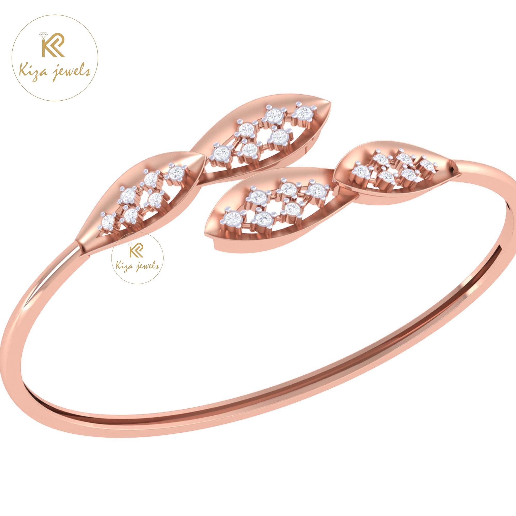 0.39 TDW Round Cut Diamond Bangle Bracelet