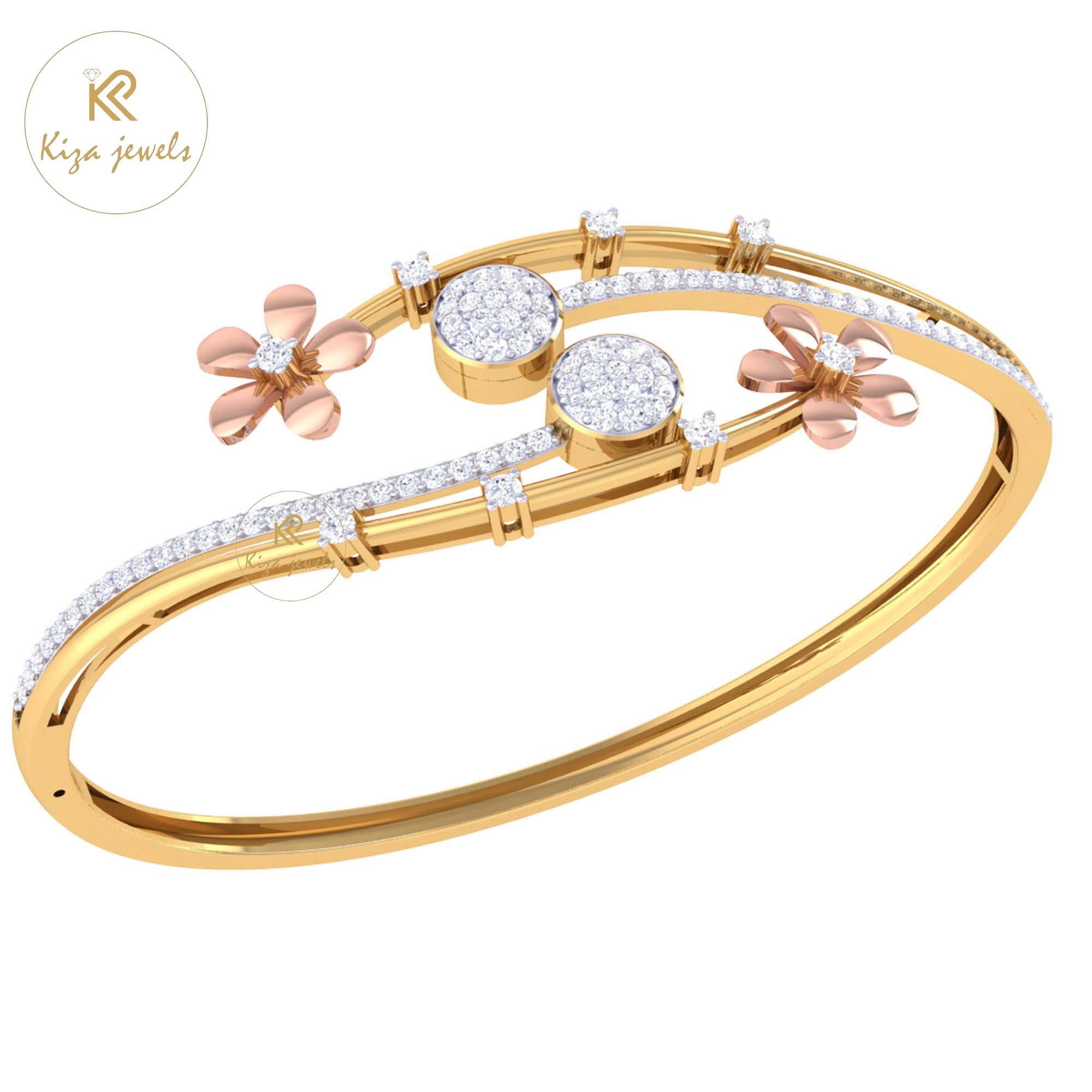 1.19 TDW Round Cut Diamond Bangle Bracelet