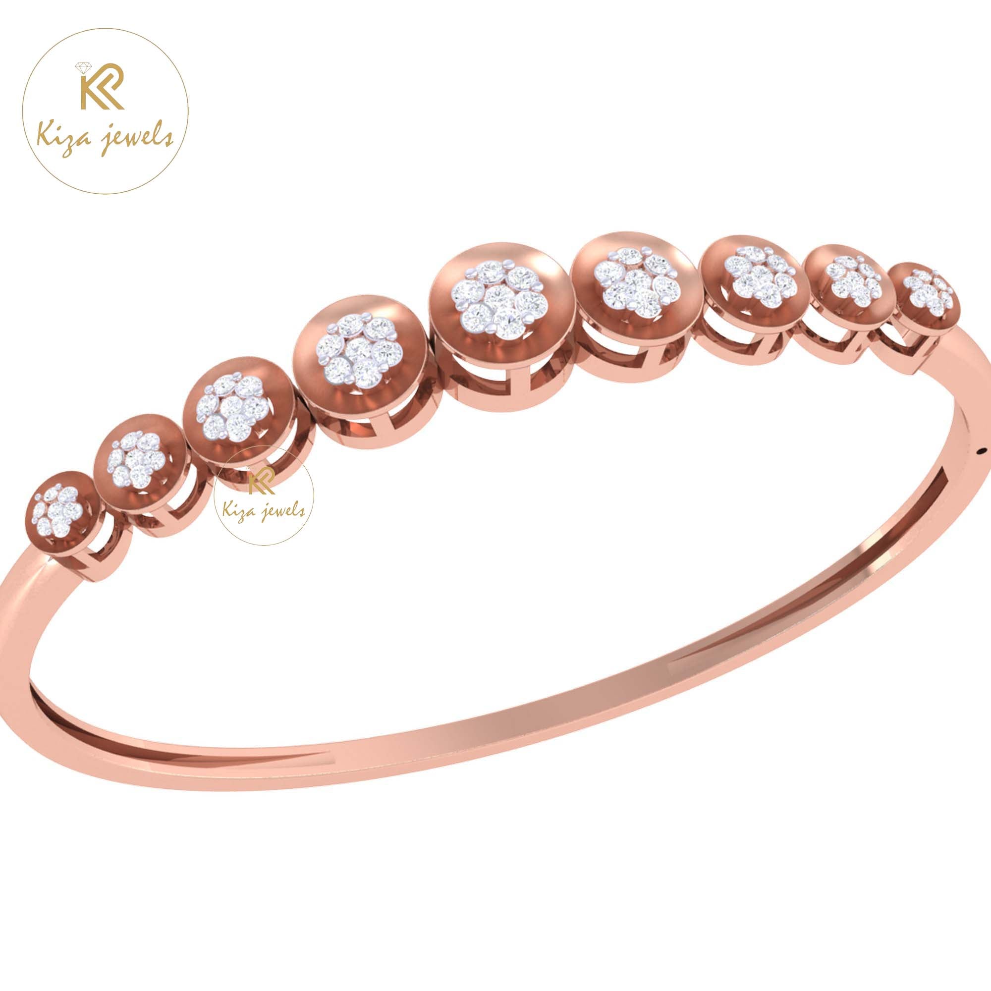 0.67 TDW Round Cut Diamond Women's Bangle Bracelet