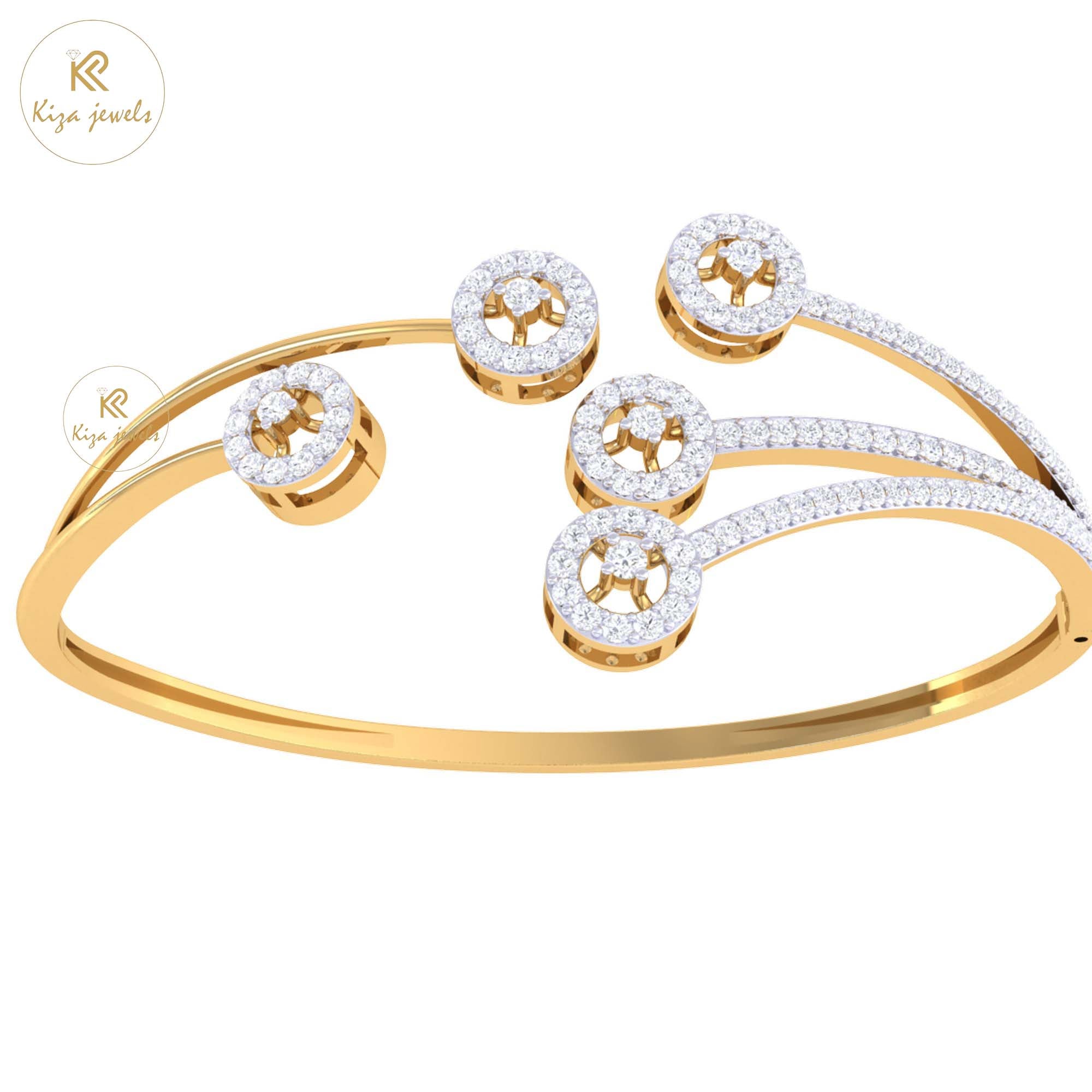 1.636 TDW Round Cut Diamond Women's Bangle Bracelet