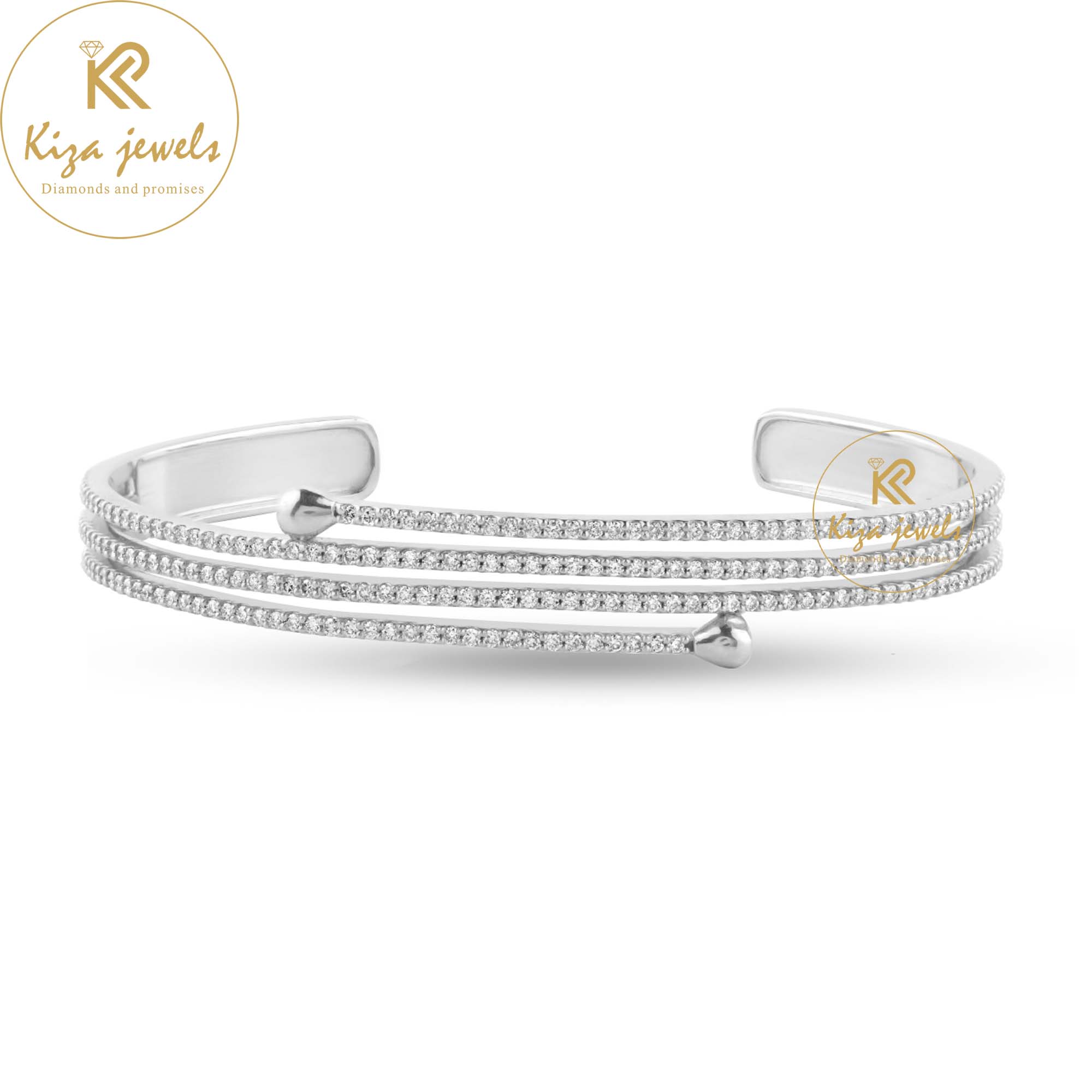 1.93 TDW Round Cut Diamond Bangle Bracelet