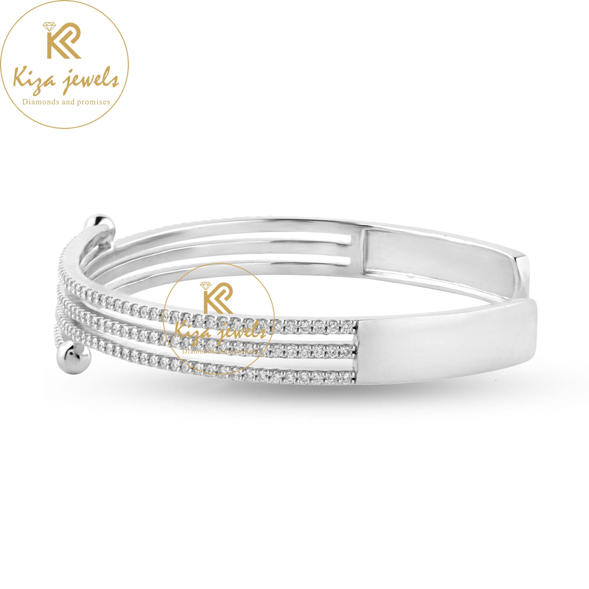 1.93 TDW Round Cut Diamond Bangle Bracelet