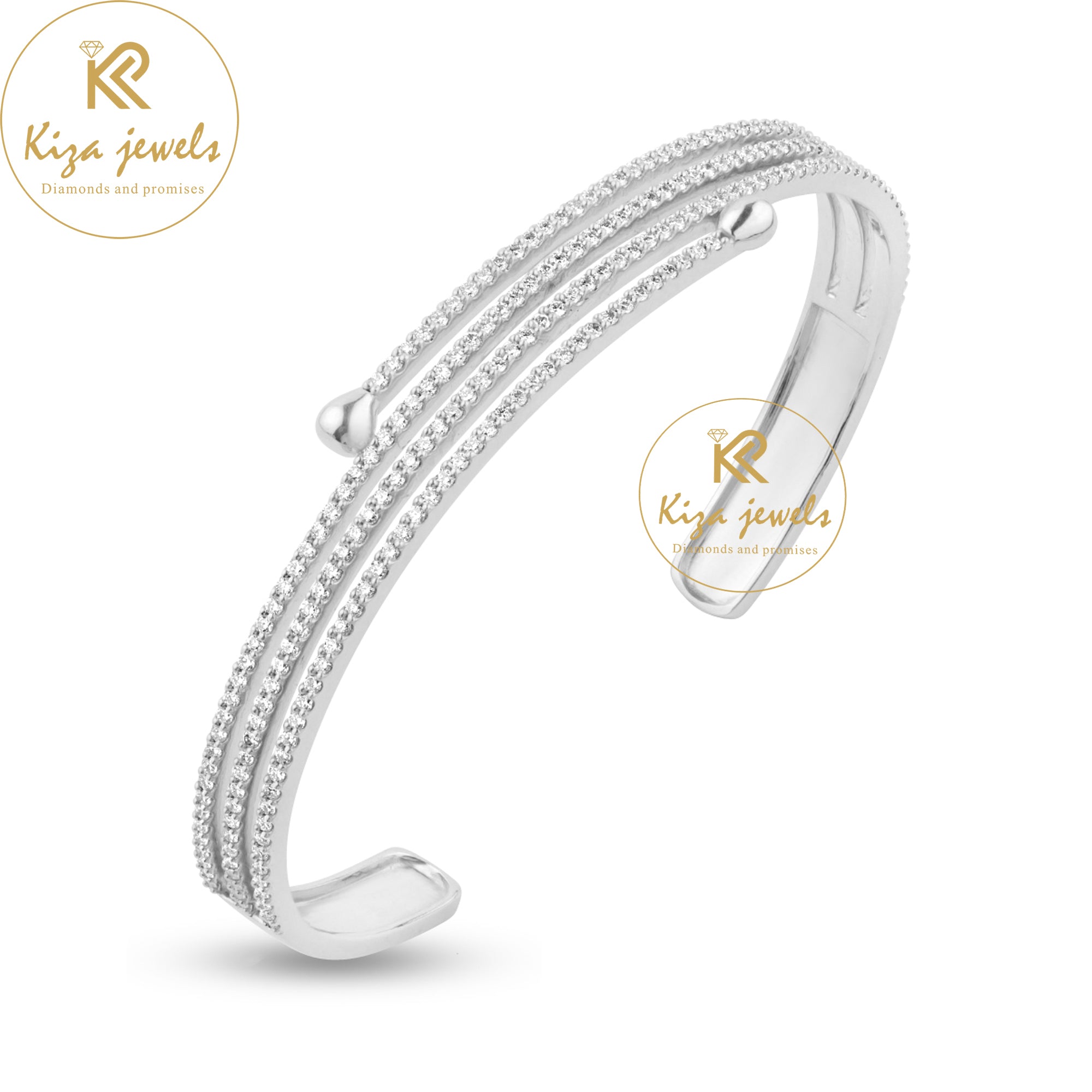 1.93 TDW Round Cut Diamond Bangle Bracelet