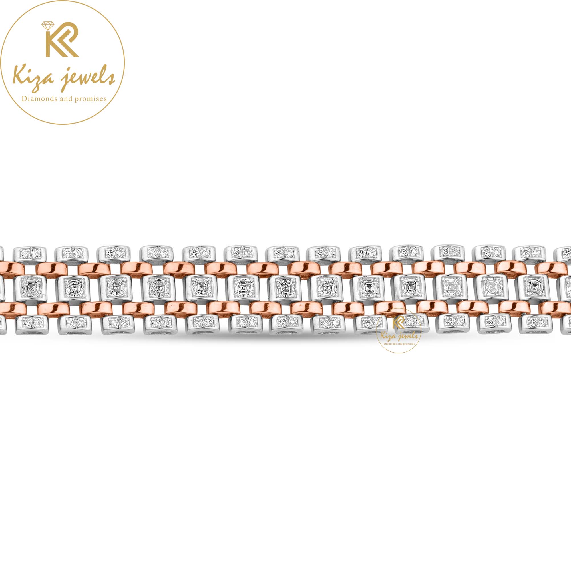 4.438 TDW Asscher & Round Cut Diamond Slider Bracelet