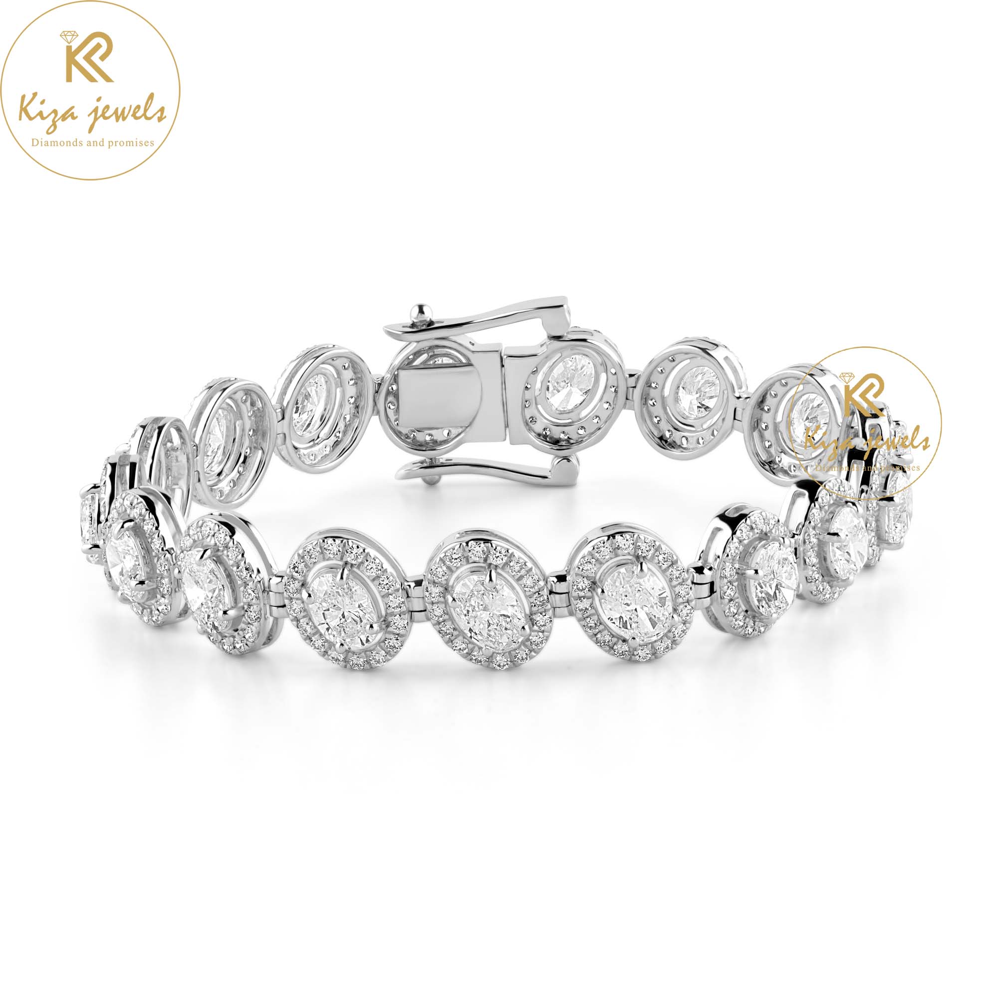 15.84 TDW Oval & Round Cut Diamond slider Bracelet