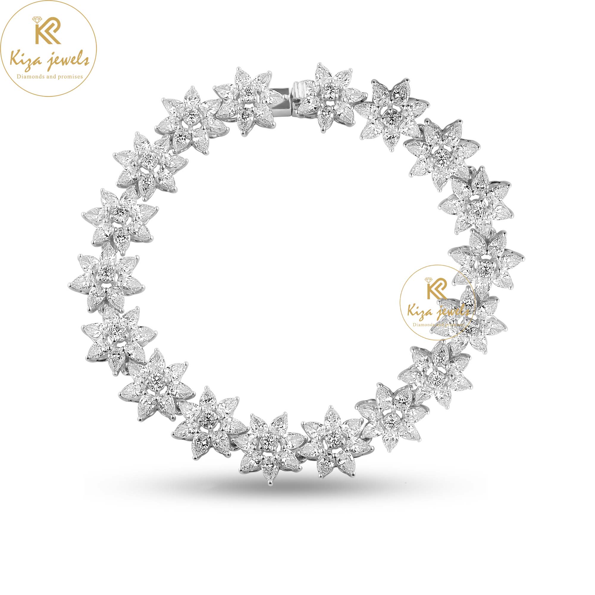 9.912 TDW Pear & Round Cut Diamond slider Bracelet