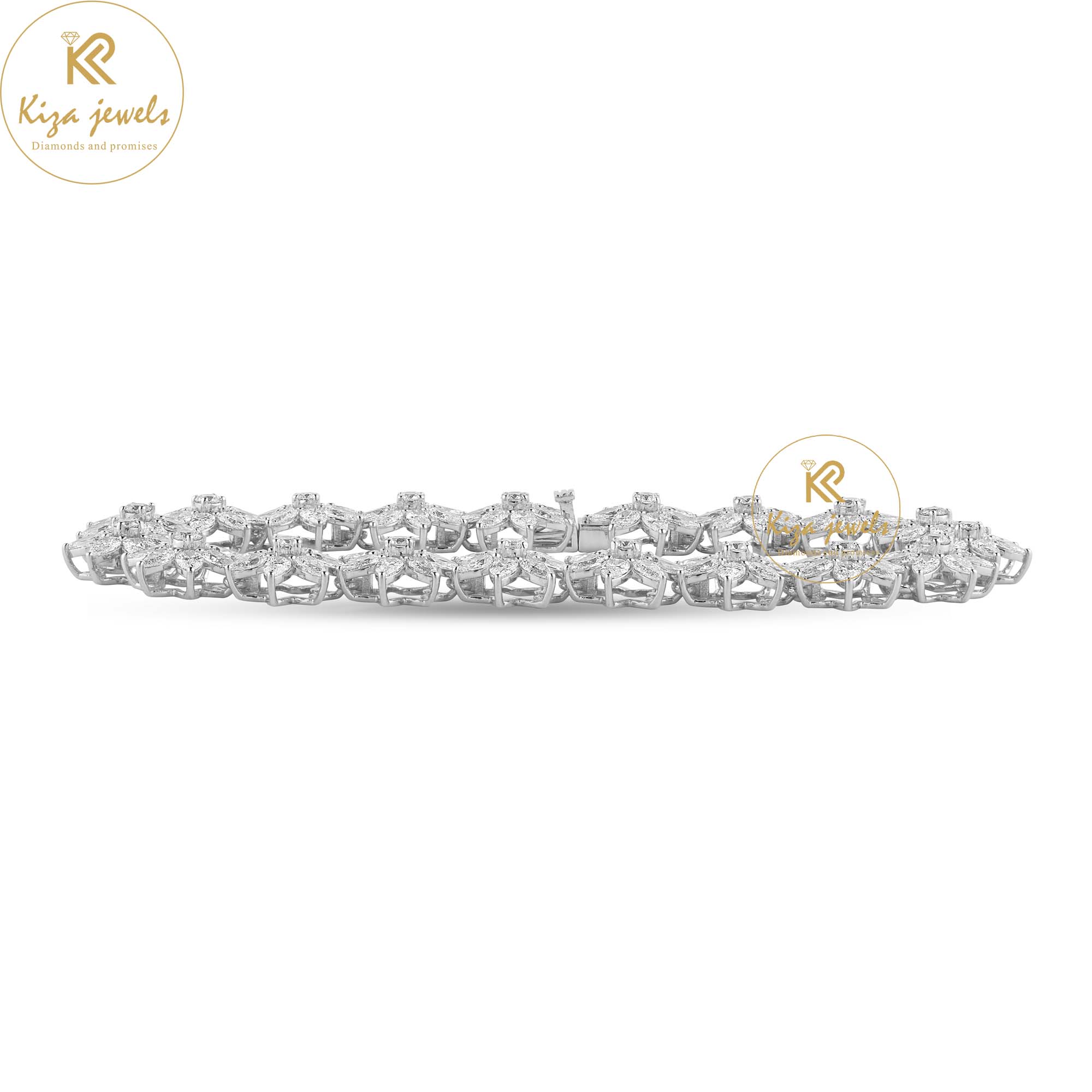 9.912 TDW Pear & Round Cut Diamond slider Bracelet