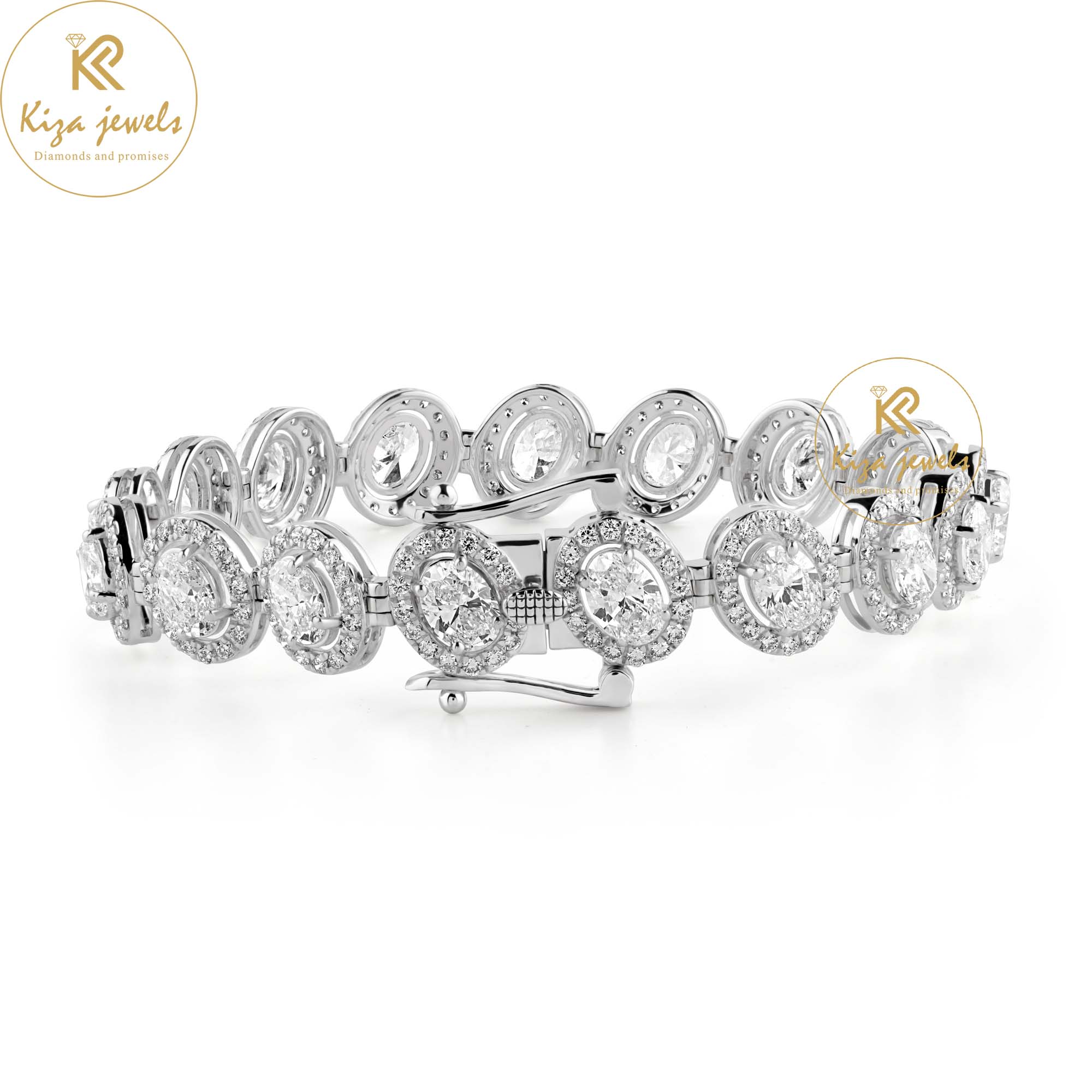 15.84 TDW Oval & Round Cut Diamond slider Bracelet