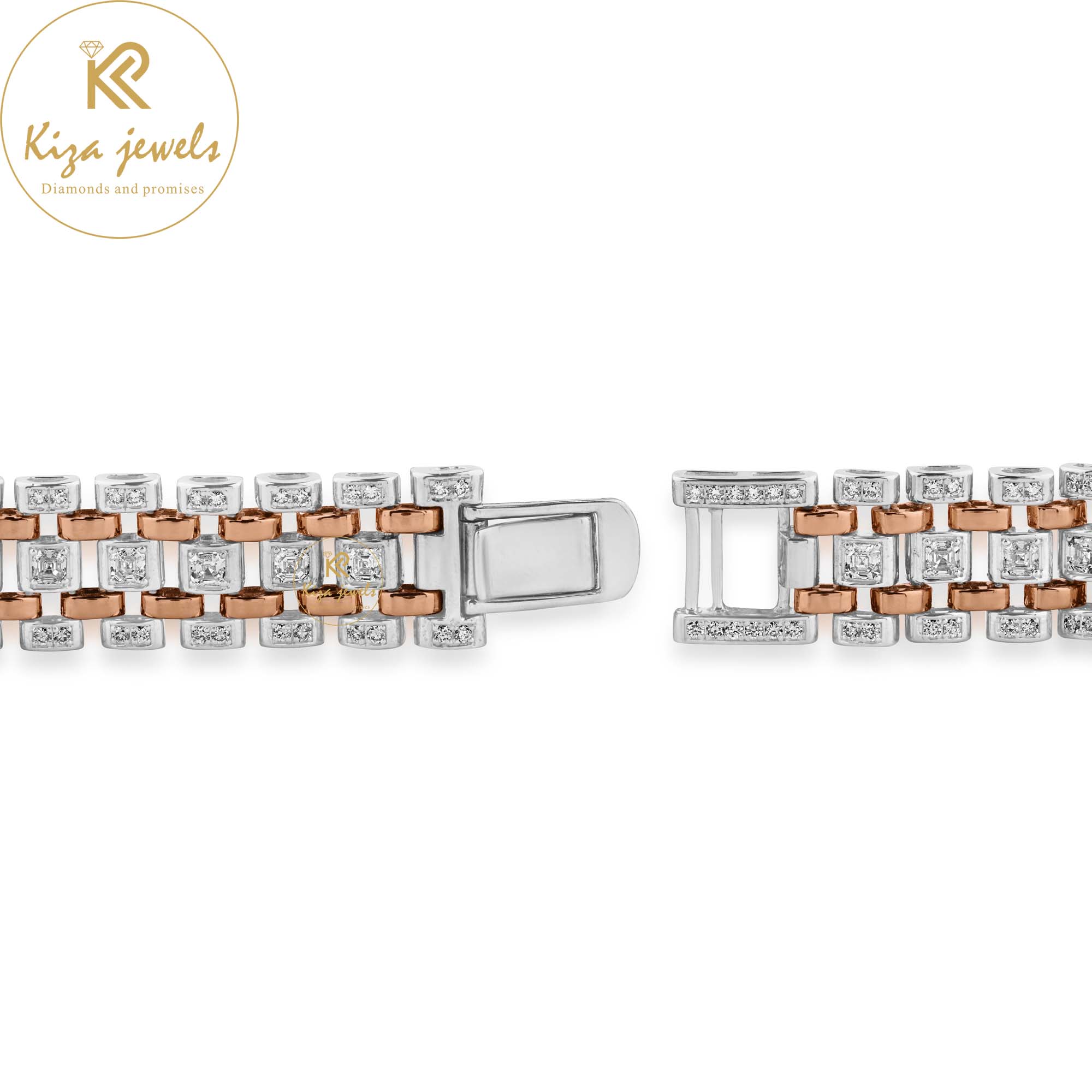 4.438 TDW Asscher & Round Cut Diamond Slider Bracelet