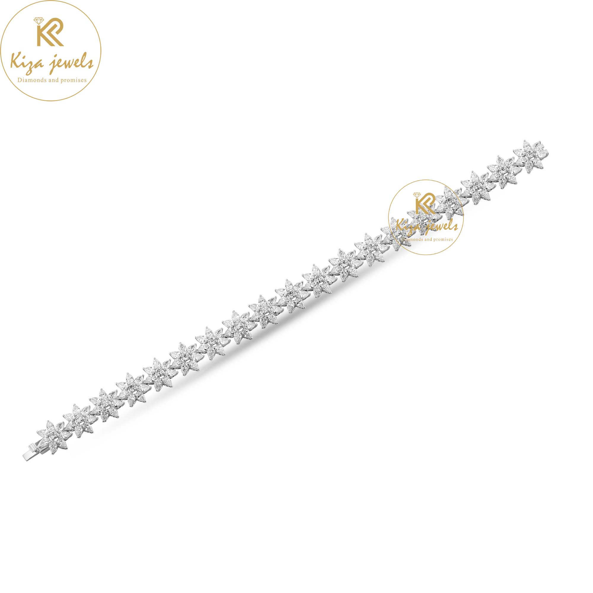 9.912 TDW Pear & Round Cut Diamond slider Bracelet