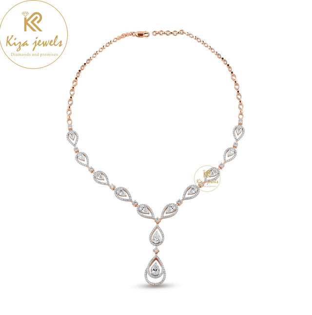 15.134 TDW  Pear & Round Cut Diamond Charm Necklace