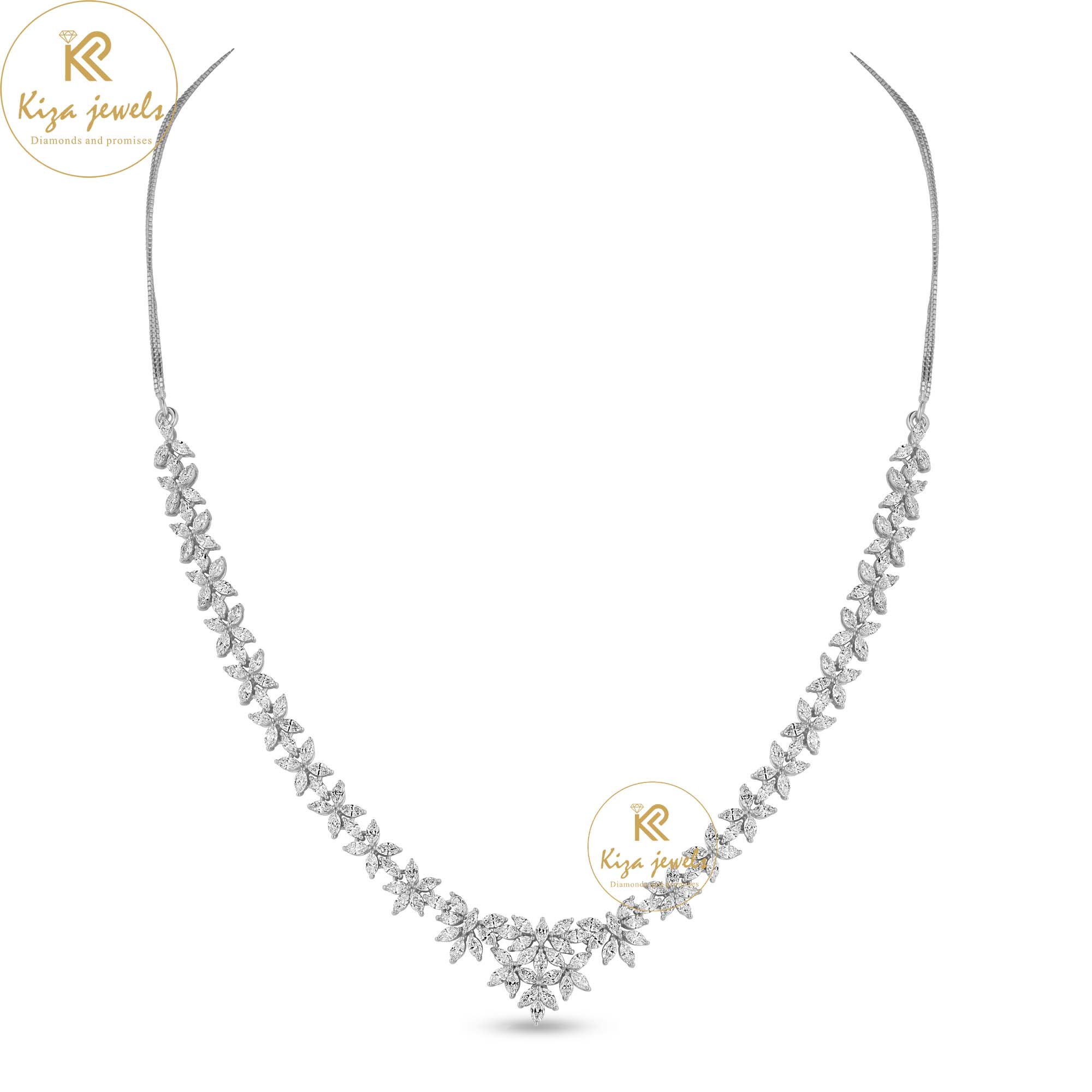 5.22 TDW Marquise Cut Diamond Charm Necklace