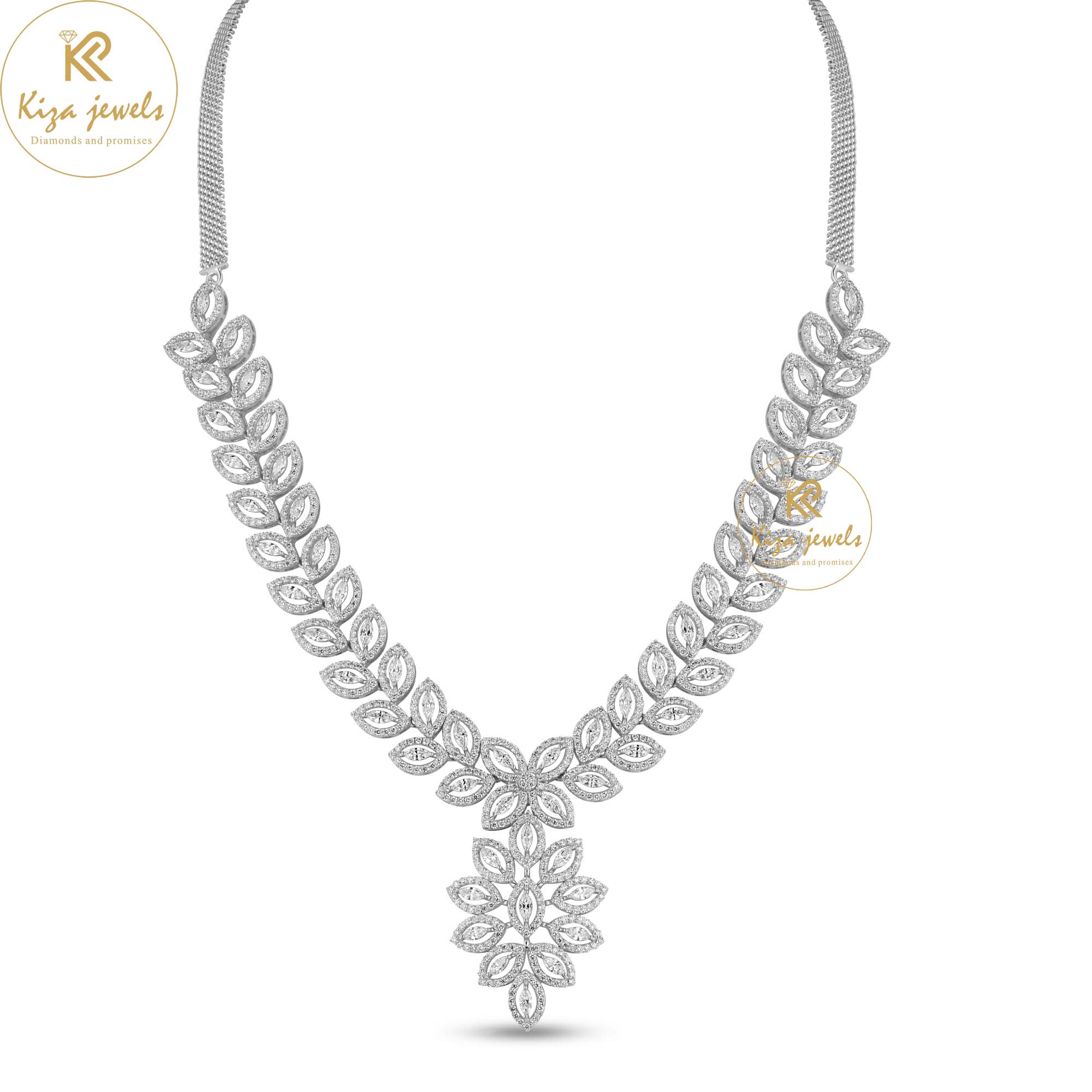 16.936 TDW Marquise & Round Cut Diamond Charm Necklace