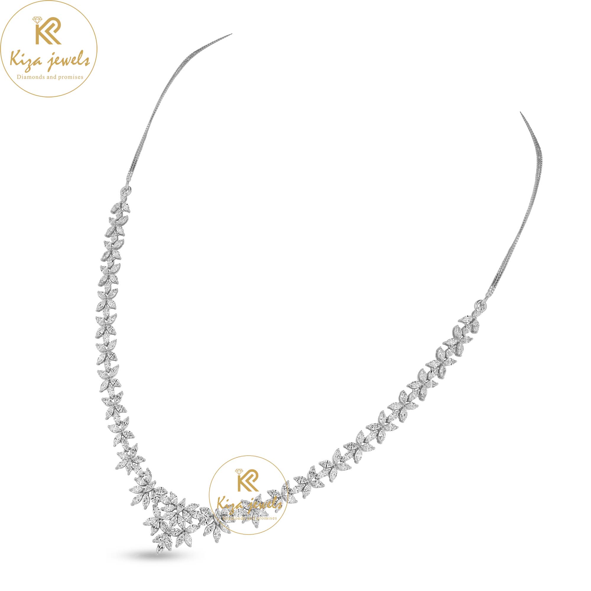 5.22 TDW Marquise Cut Diamond Charm Necklace