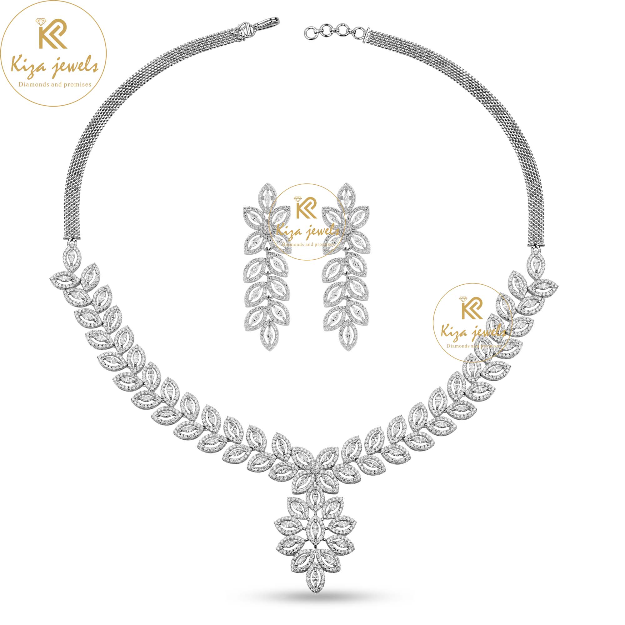 16.936 TDW Marquise & Round Cut Diamond Charm Necklace