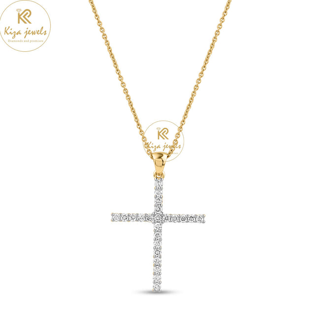 0.35 TDW Round Cut Diamond cross Pendant With Chain