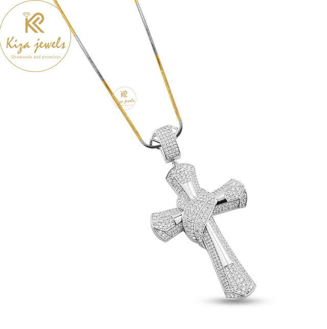 2.304 TDW Round Cut Diamond Cross Pendant