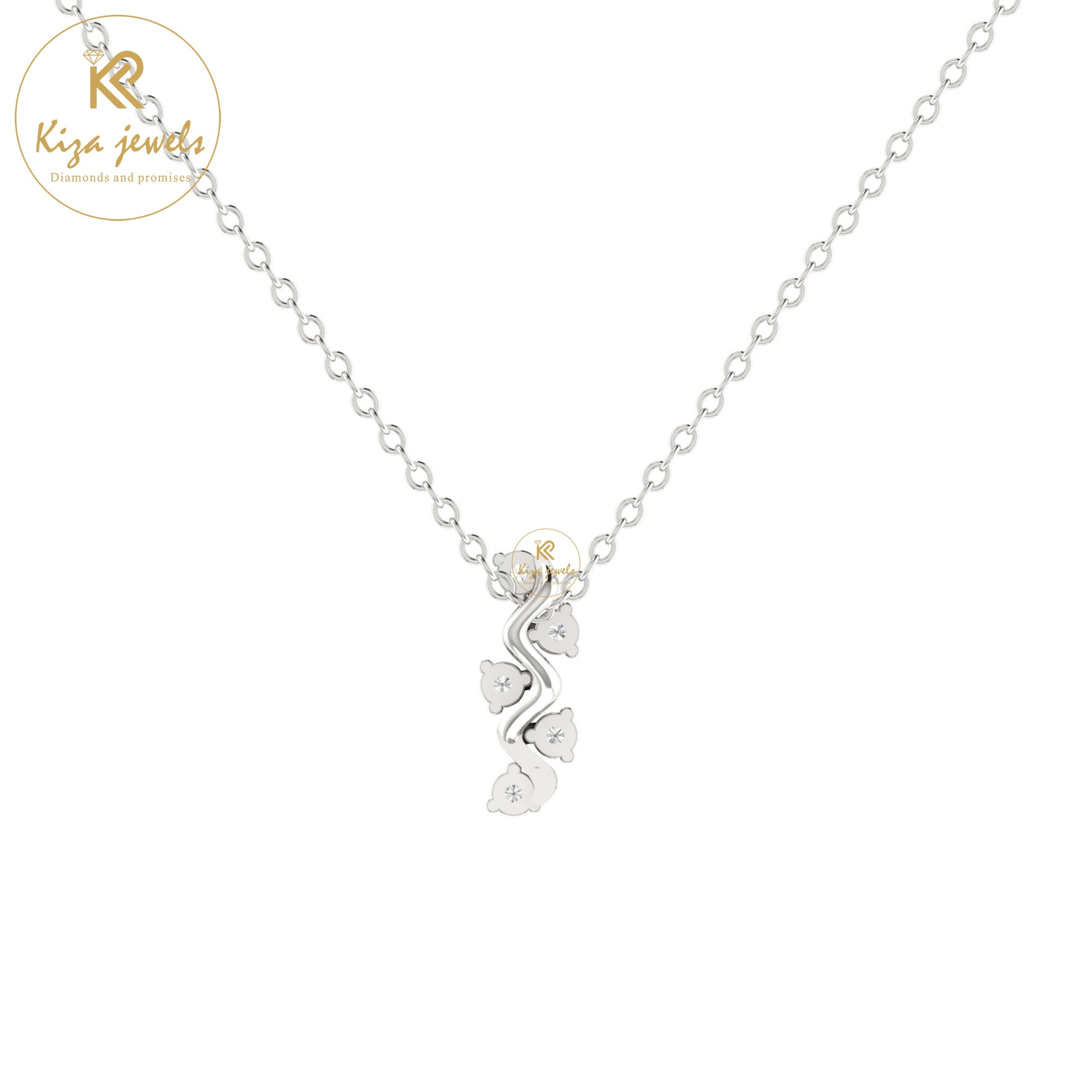 0.06 TDW Round Cut Diamond Custom Pendant With Chain