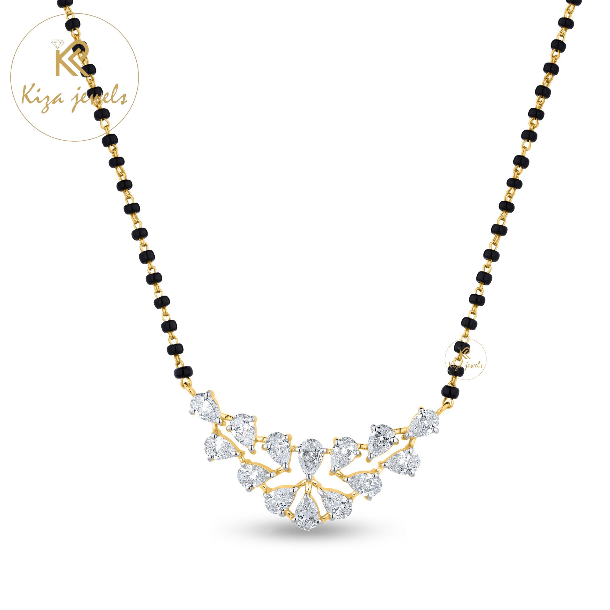 1.82 TDW Pear Cut Diamond Mangalsutra With Chain