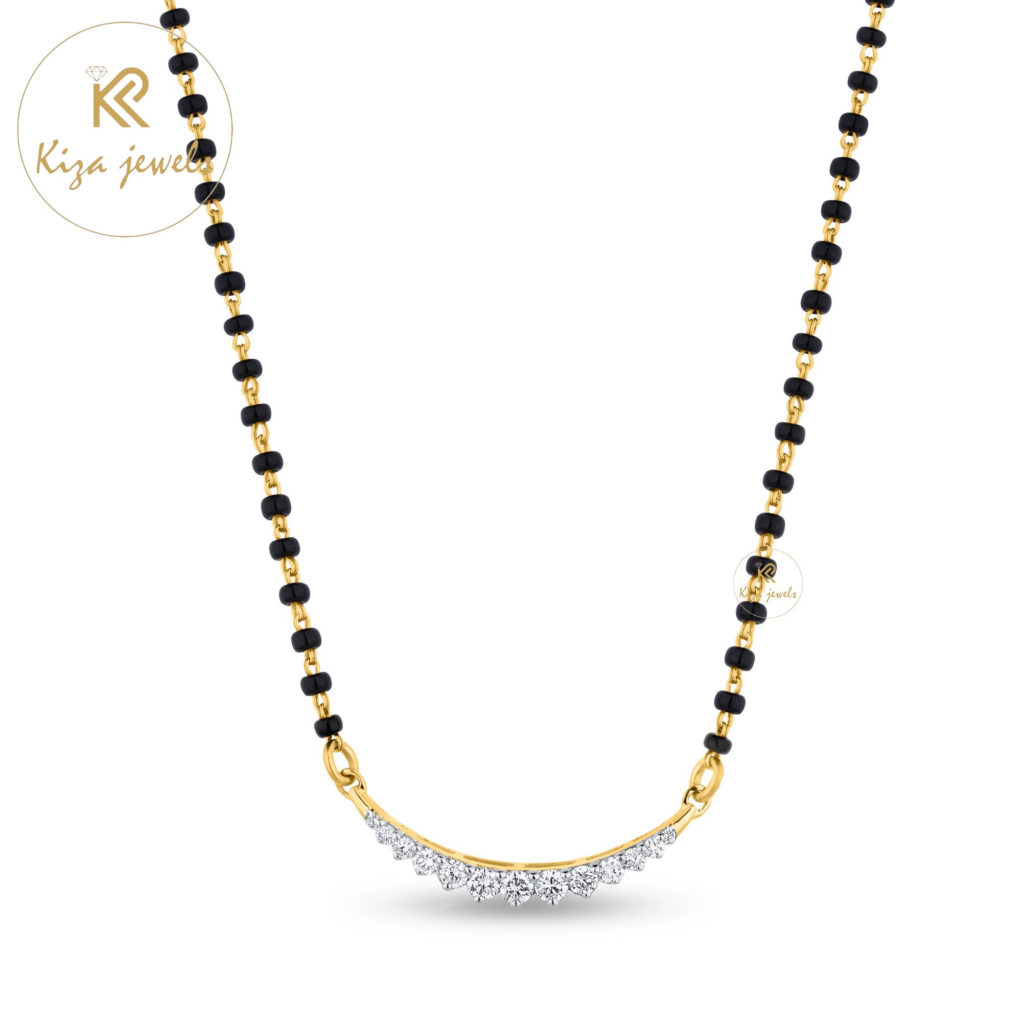 0.33 TDW Round Cut Diamond Mangalsutra With Chain