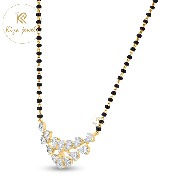 1.82 TDW Pear Cut Diamond Mangalsutra With Chain