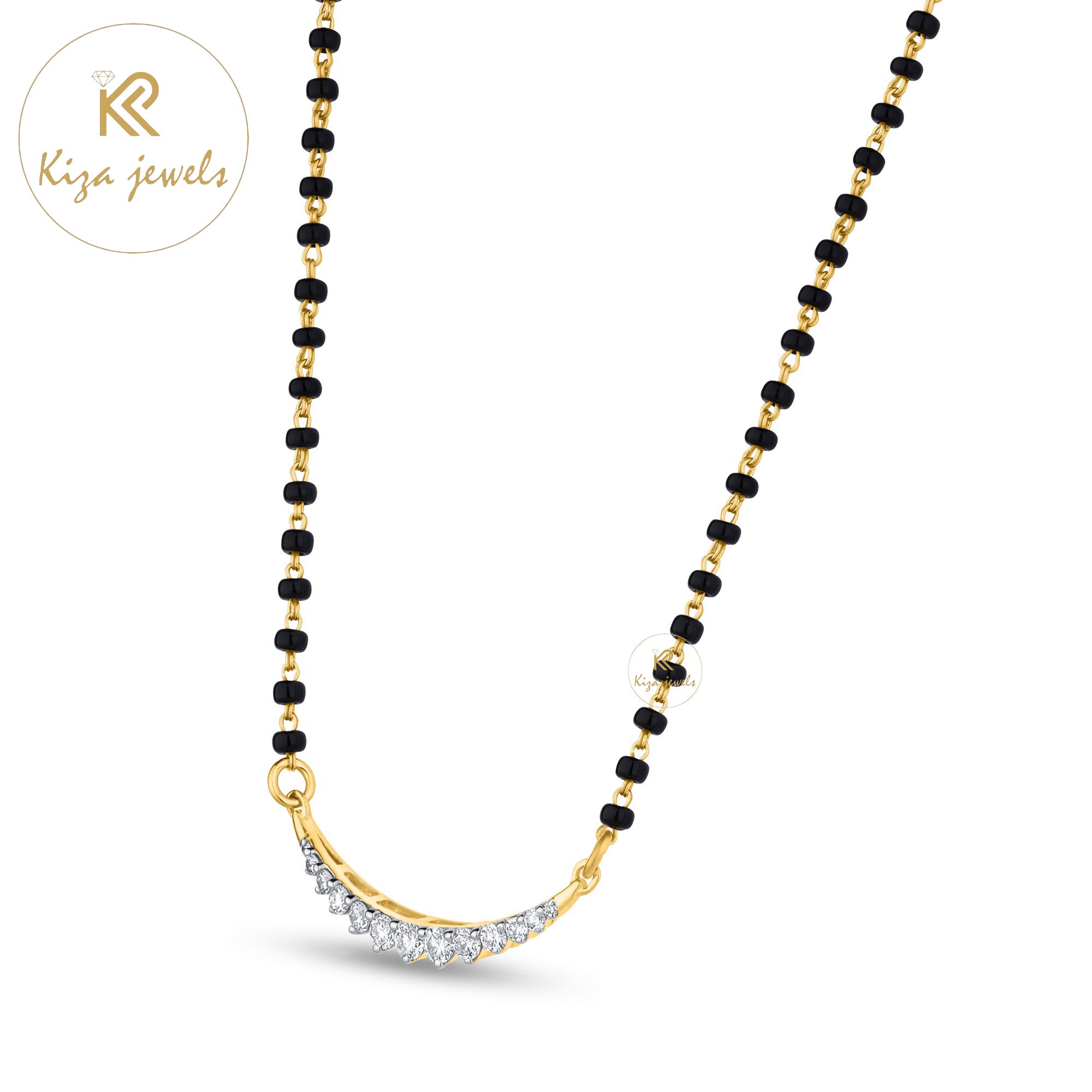 0.33 TDW Round Cut Diamond Mangalsutra With Chain