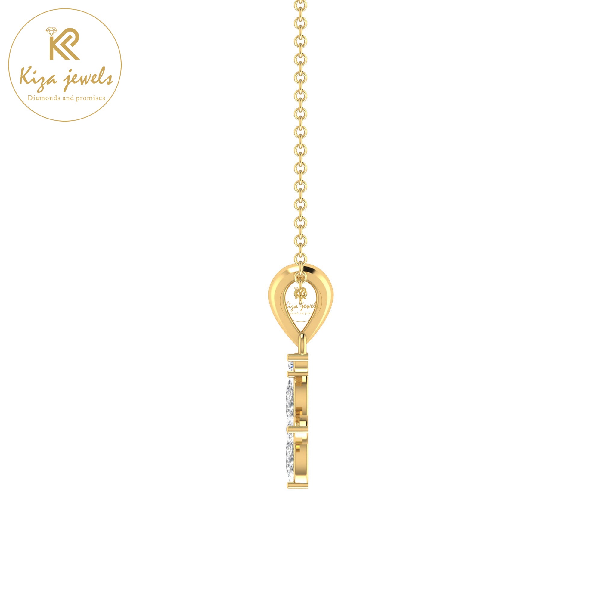 1.61 TDW Round & Marquise Cut Diamond Custom Pendant With Chain