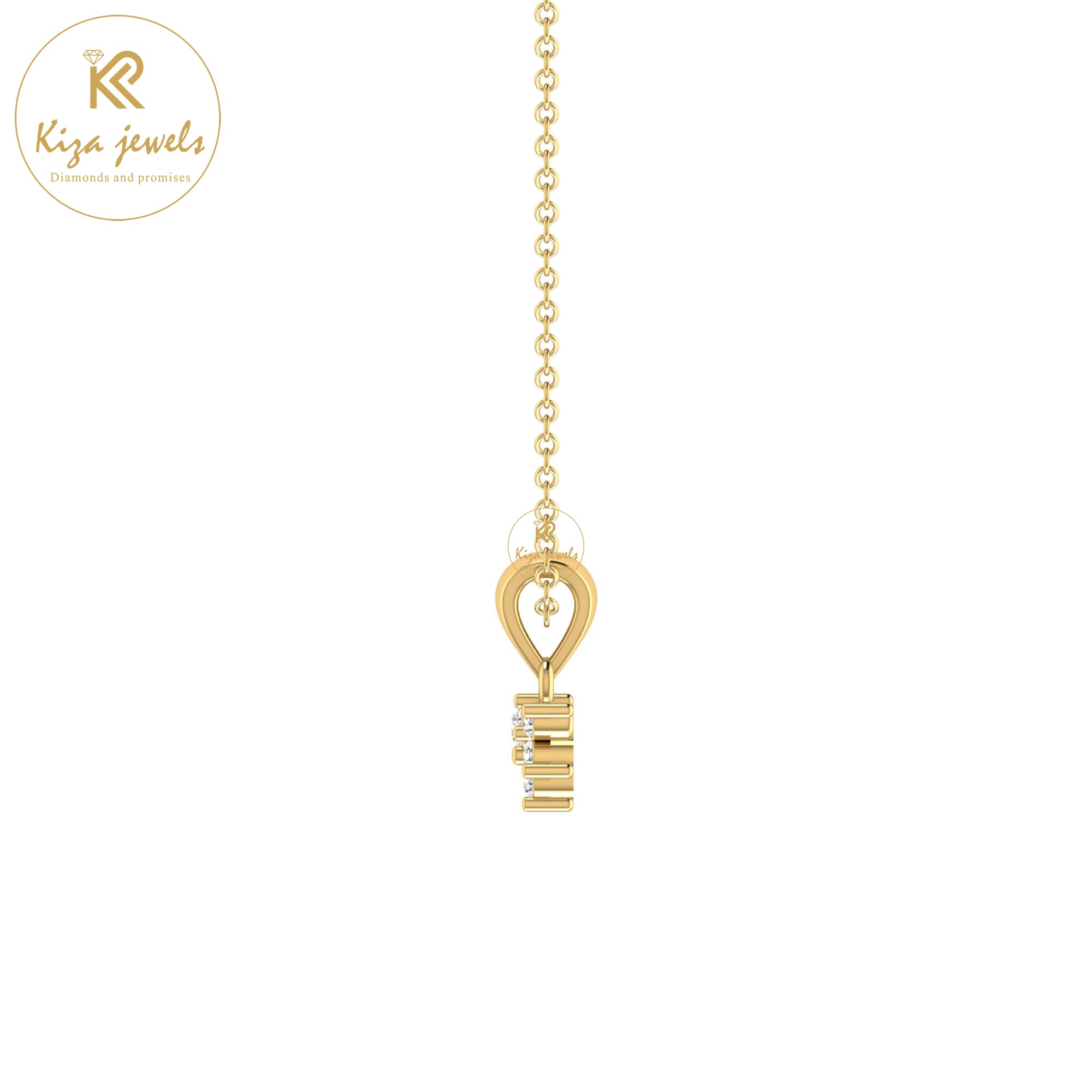 0.08 TDW Round Cut Diamond Custom Pendant With Chain